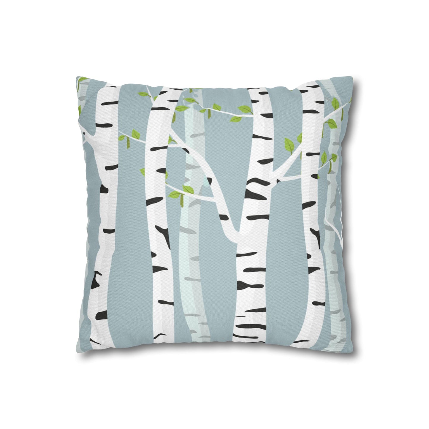White Birch Printed Square Pillow Cover (no insert) - Multiple Sizes (14"x14", 16"x16", 18"x18", 20"x20"), Includes zipper closure