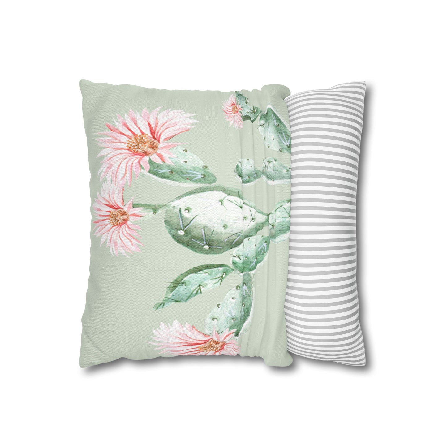 Cactus Flower Printed Square Pillow Cover (no insert) - Multiple Sizes (14"x14", 16"x16", 18"x18", 20"x20"), Includes zipper closure