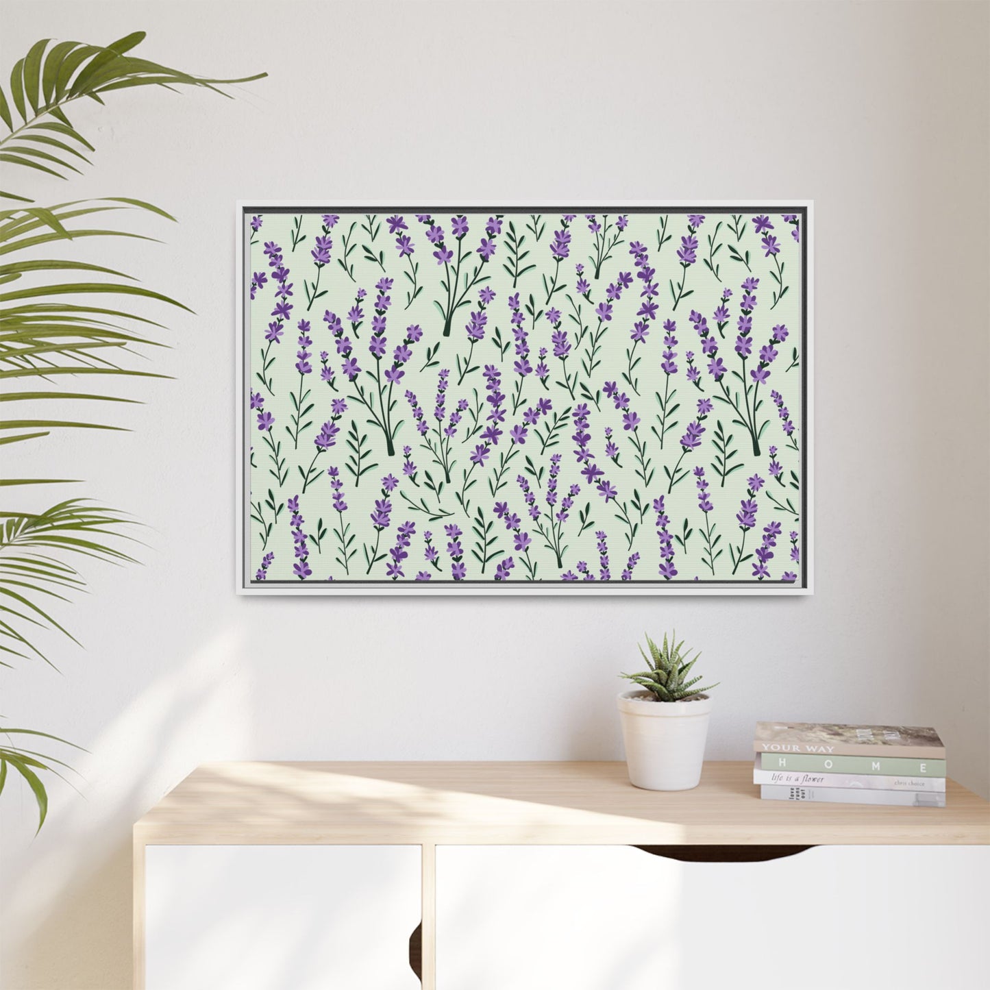 Lavender Sage Framed Matte Canvas Art - Multiple Frame Color & Size Options