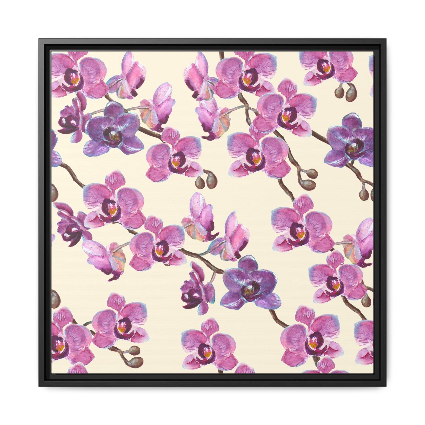 Vanilla Orchid Framed Matte Canvas Art - Multiple Frame Colors & Size Options