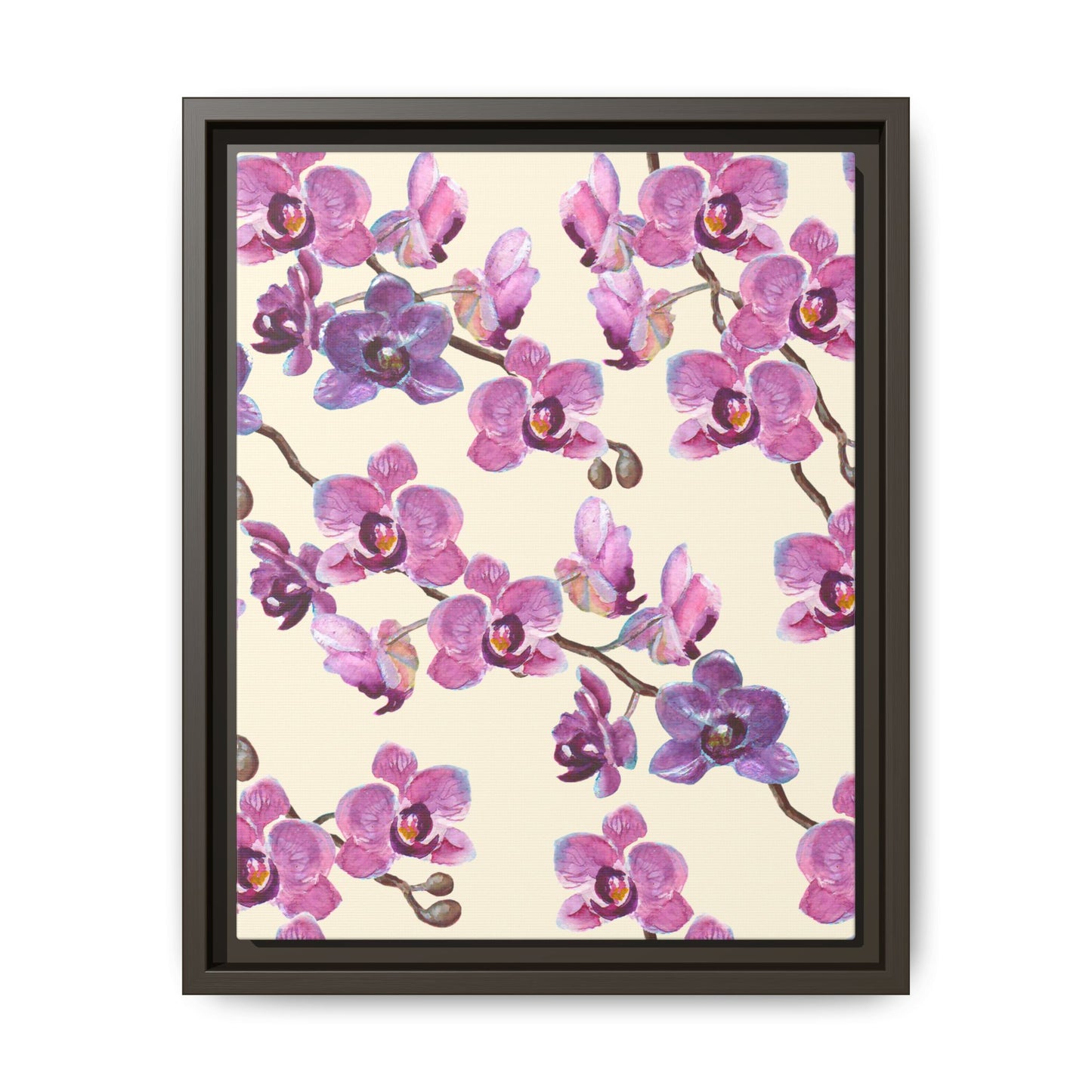 Vanilla Orchid Framed Matte Canvas Art - Multiple Frame Colors & Size Options
