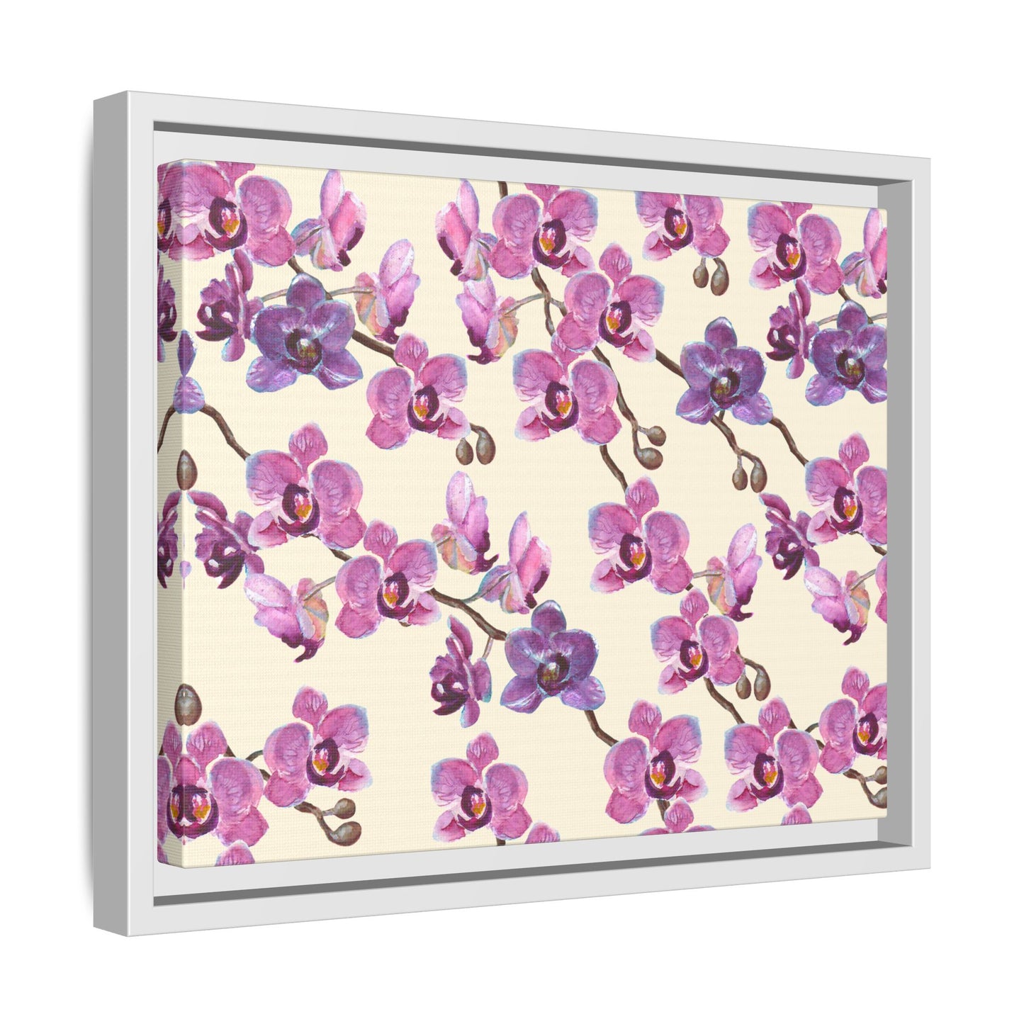 Vanilla Orchid Framed Matte Canvas Art - Multiple Frame Colors & Size Options