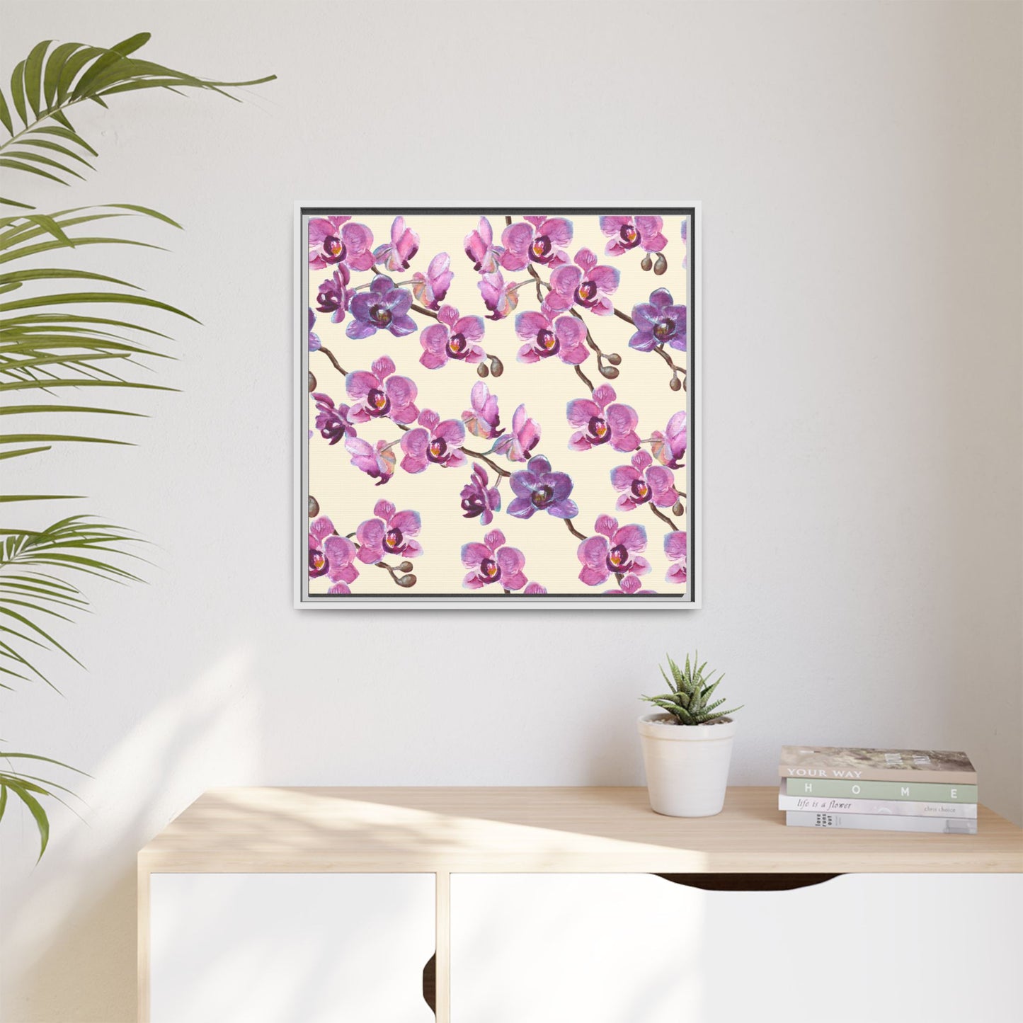 Vanilla Orchid Framed Matte Canvas Art - Multiple Frame Colors & Size Options