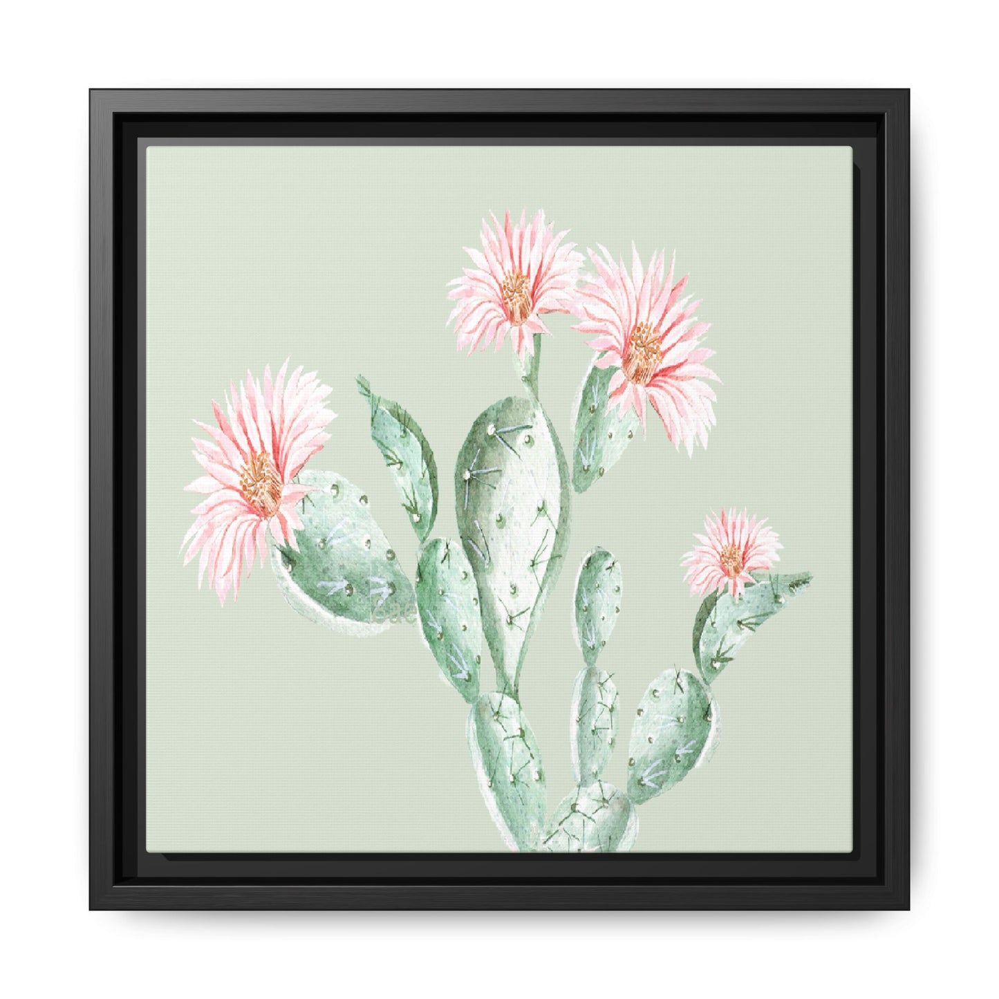 Cactus Flower Framed Matte Canvas Art - Multiple Frame Colors & Size Options