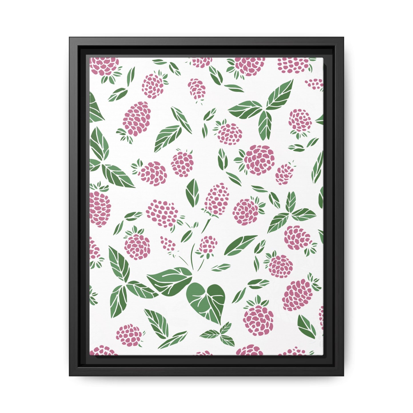 Pink Berry Framed Matte Canvas Art - Multiple Frame Colors & Size Options