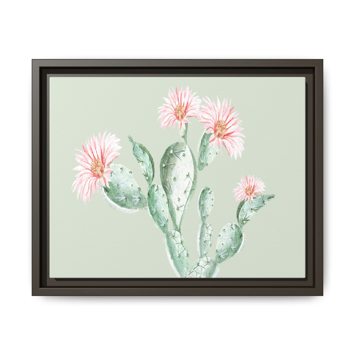 Cactus Flower Framed Matte Canvas Art - Multiple Frame Colors & Size Options