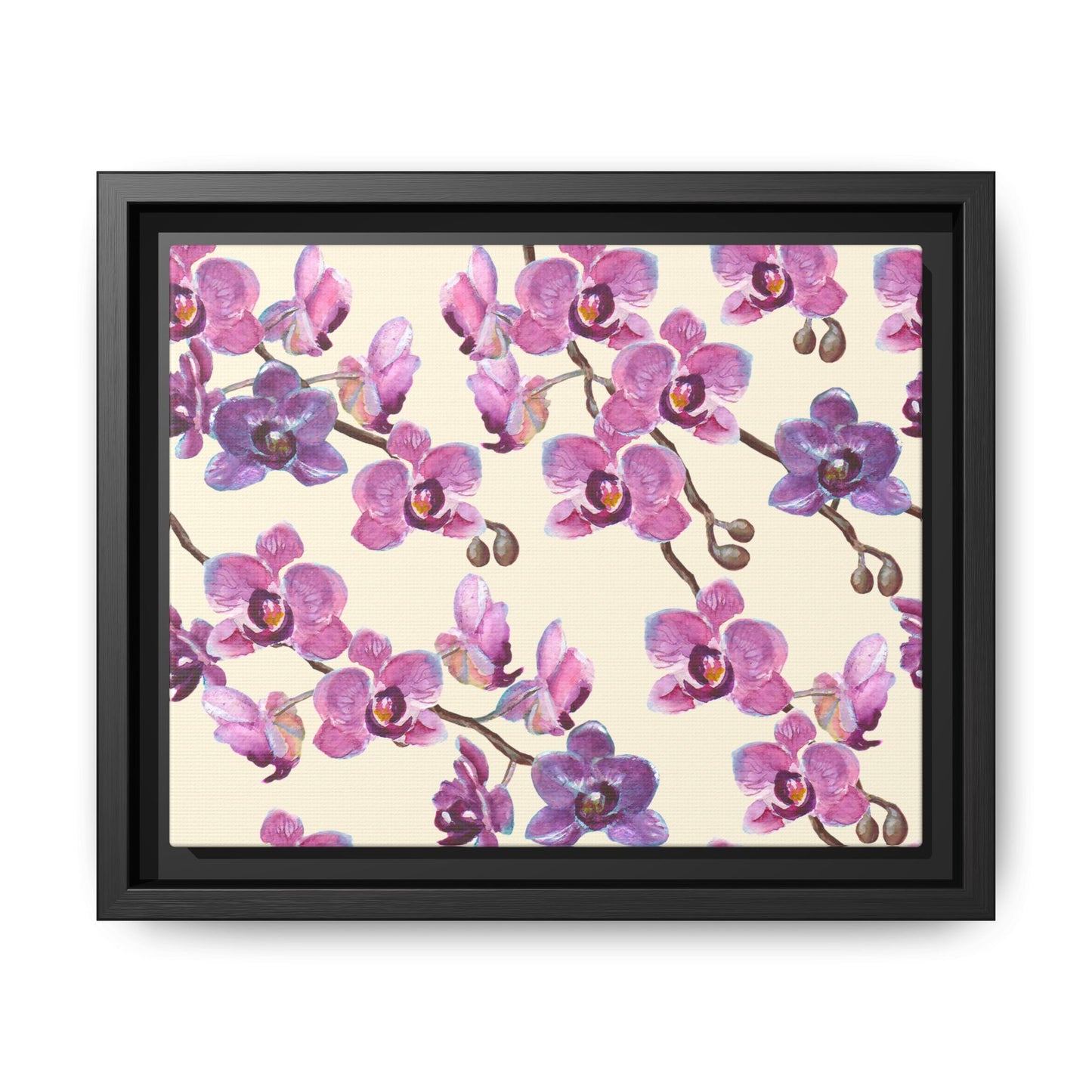 Vanilla Orchid Framed Matte Canvas Art - Multiple Frame Colors & Size Options