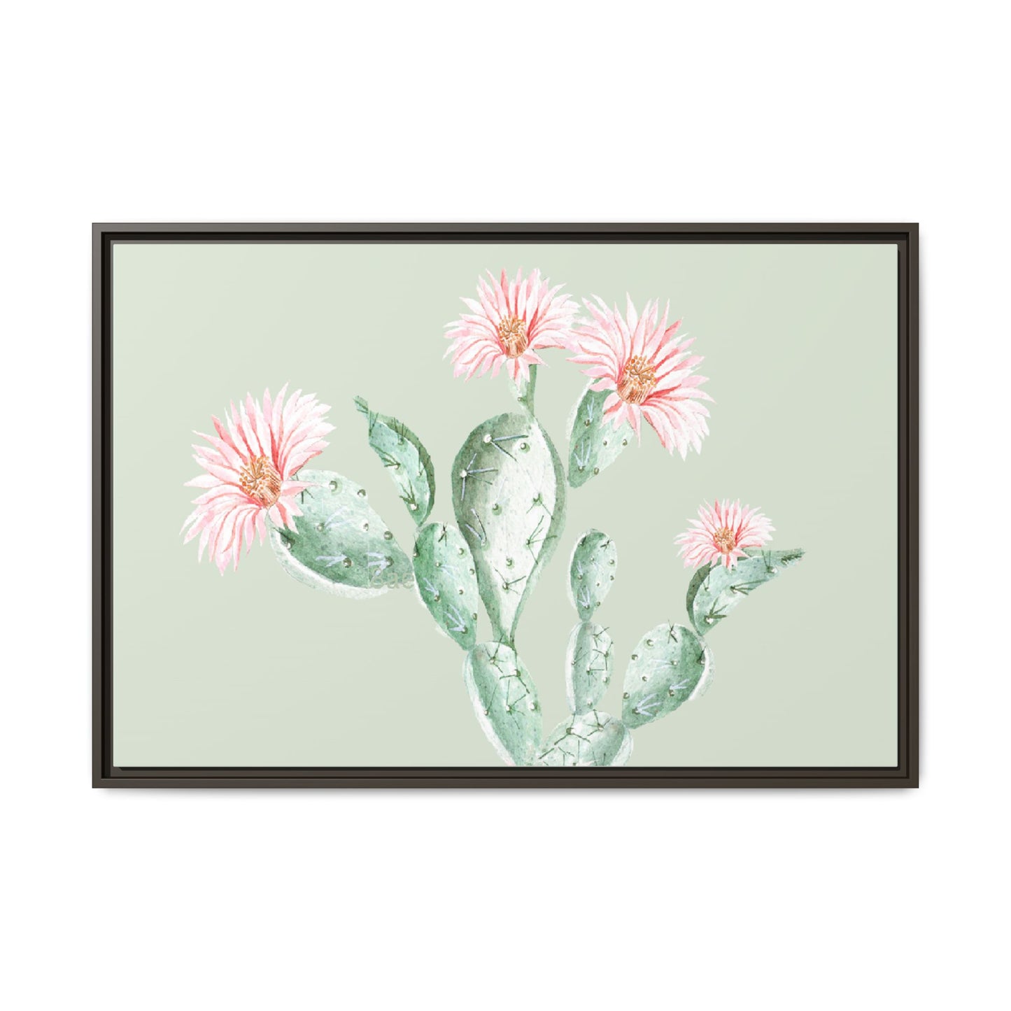 Cactus Flower Framed Matte Canvas Art - Multiple Frame Colors & Size Options