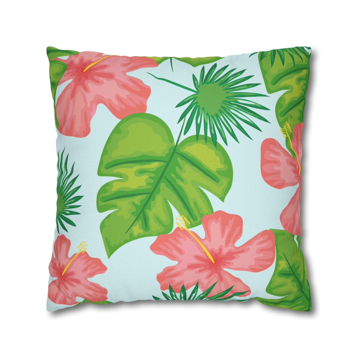 Tropical Island Printed Square Pillow Cover (no insert) - Multiple Sizes (14"x14", 16"x16", 18"x18", 20"x20"), Includes zipper closure