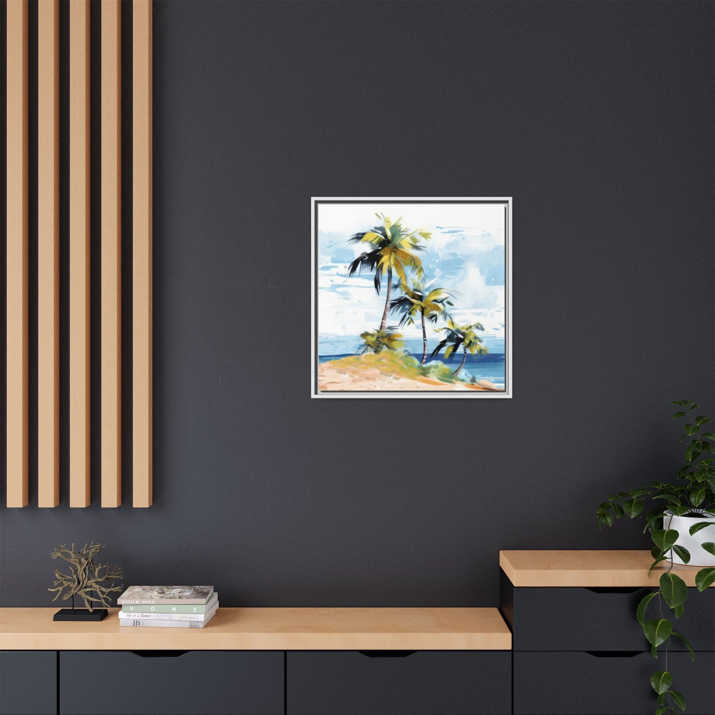 Tropical Retreat Framed Matte Canvas Art - Multiple Frame Colors & Size Options