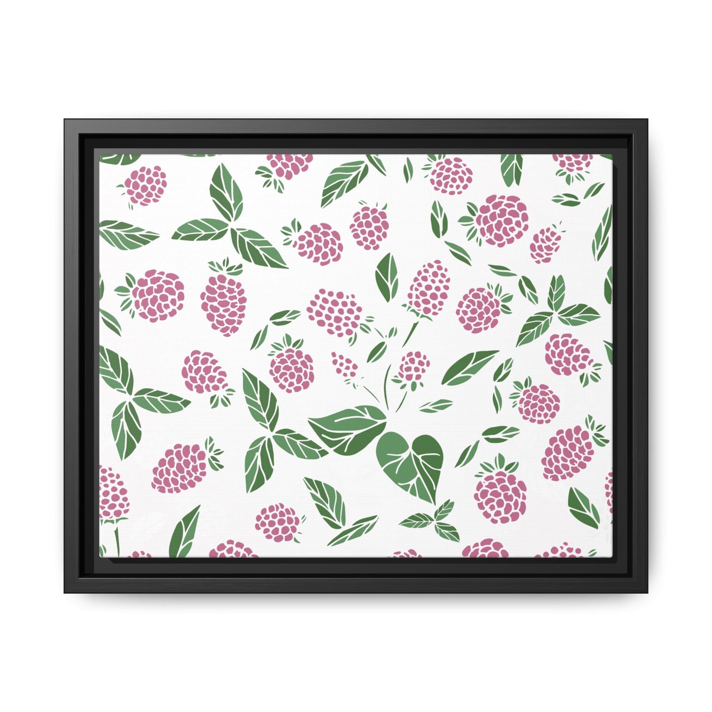 Pink Berry Framed Matte Canvas Art - Multiple Frame Colors & Size Options