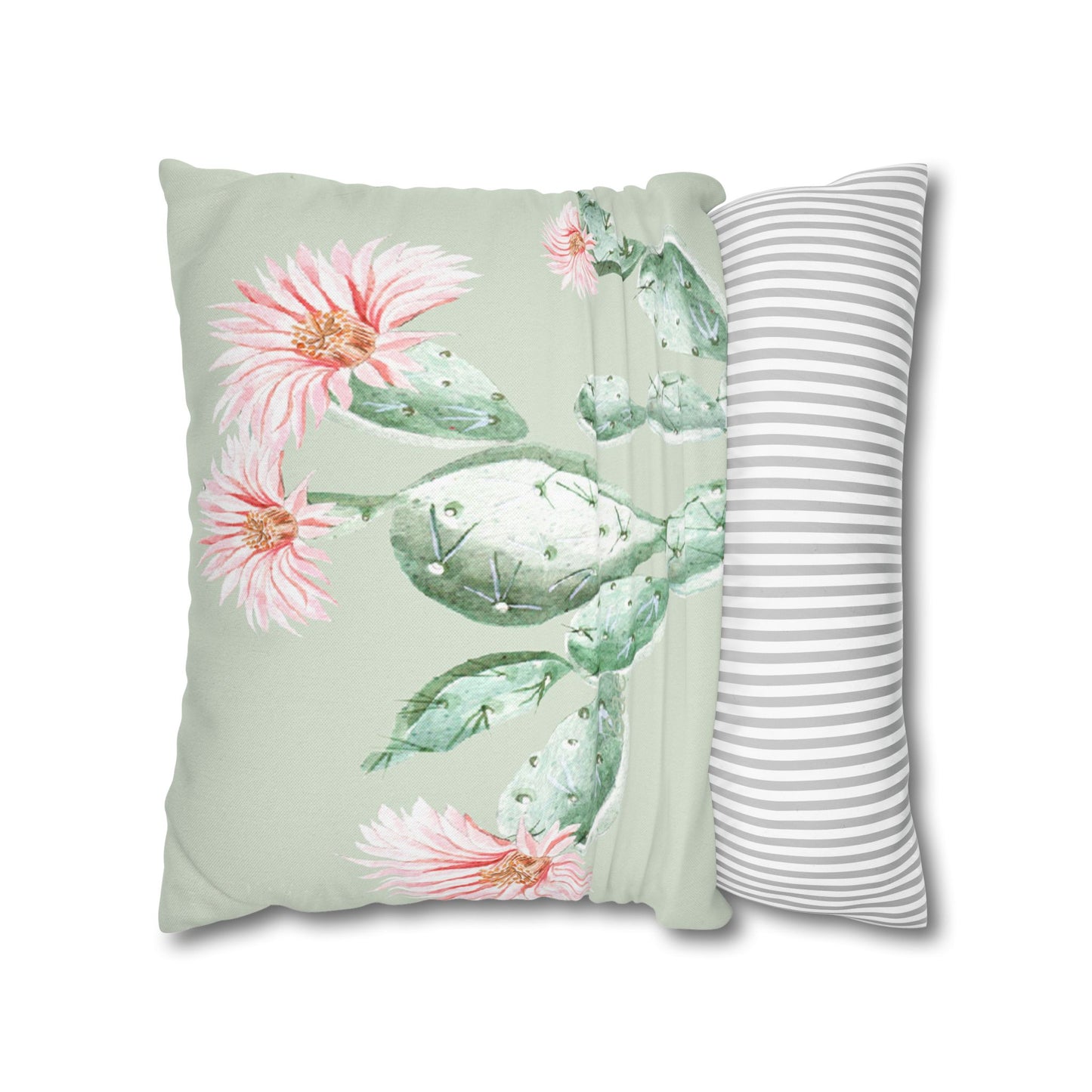 Cactus Flower Printed Square Pillow Cover (no insert) - Multiple Sizes (14"x14", 16"x16", 18"x18", 20"x20"), Includes zipper closure