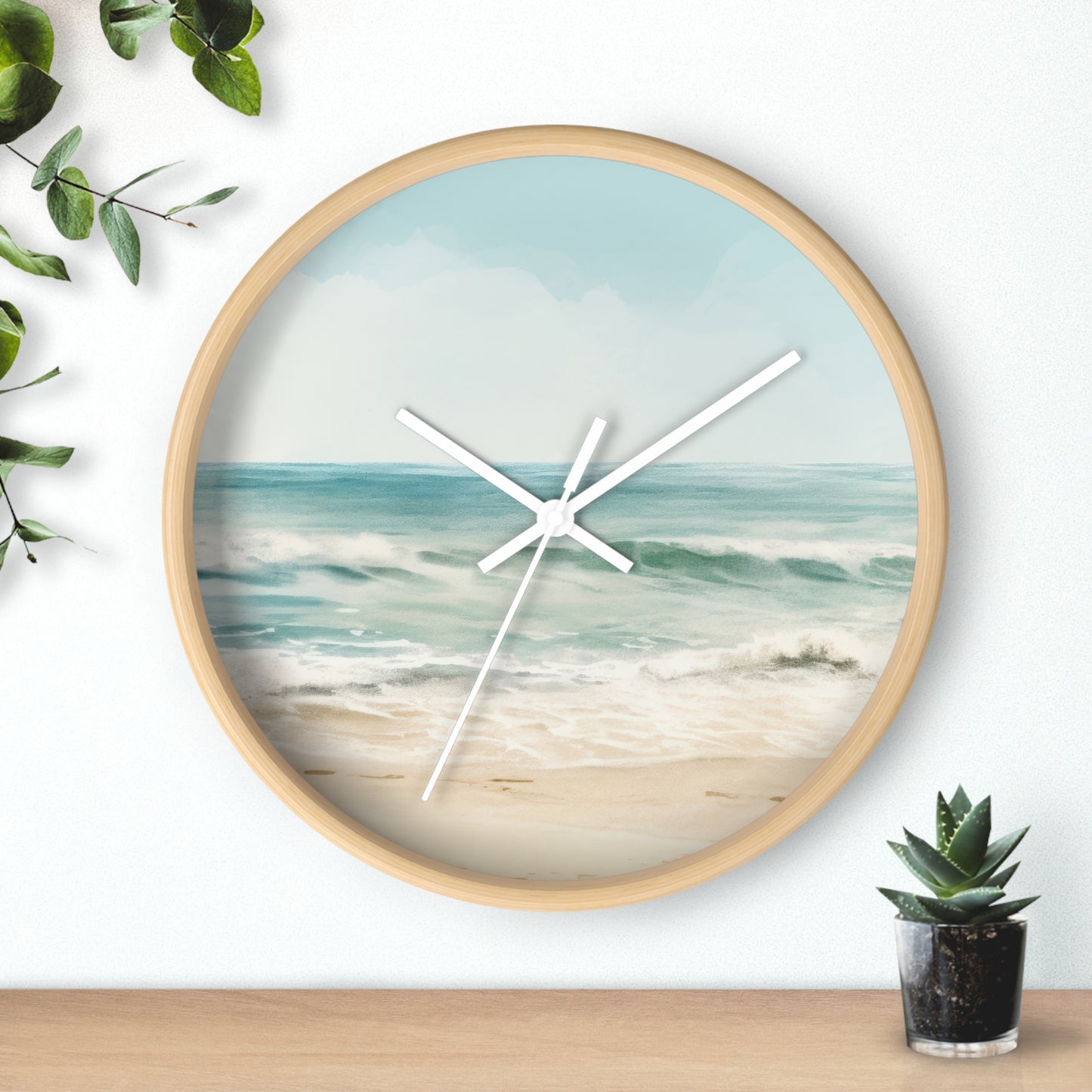 Ocean Breeze Wall Clock - Select from Black, White or Natural Wood Color