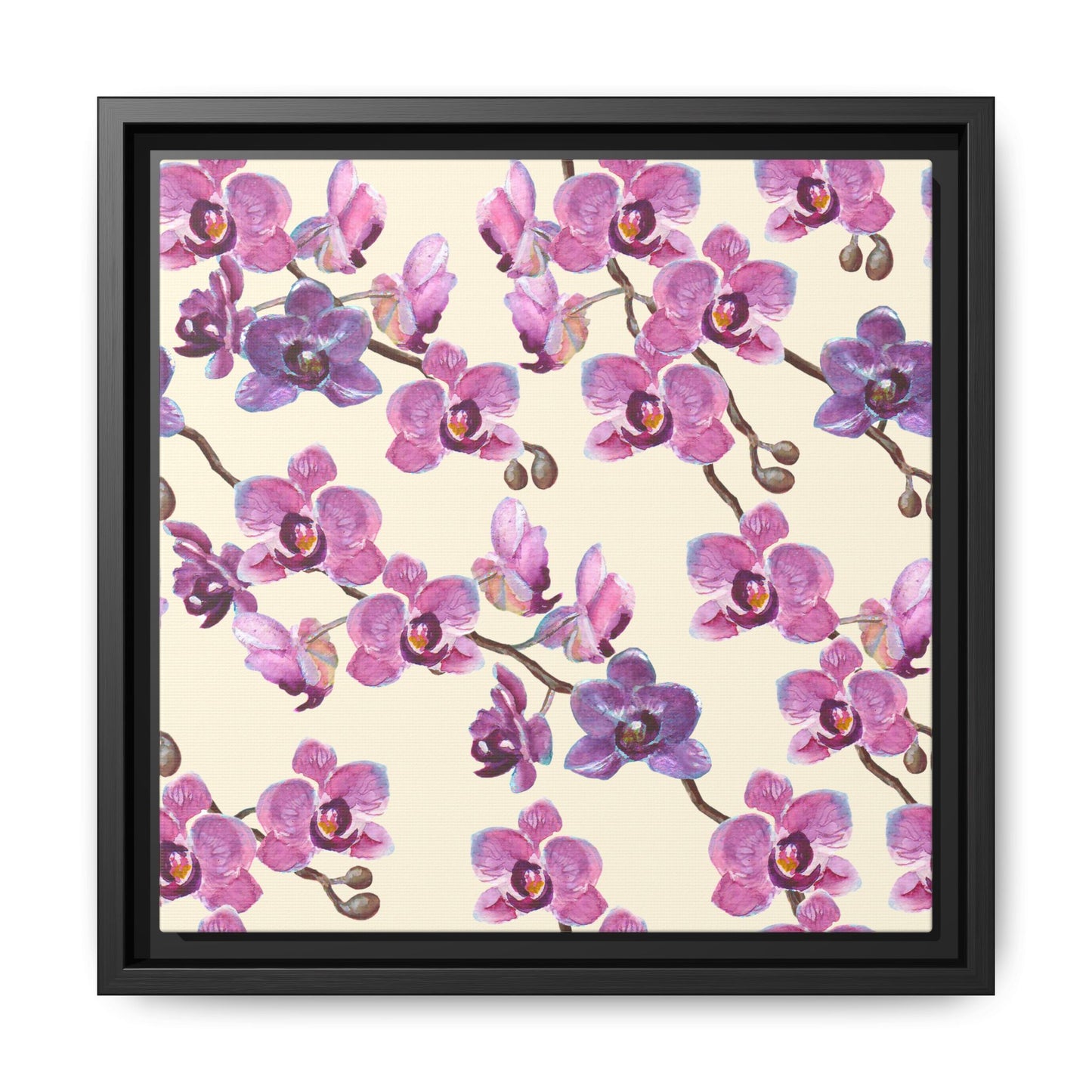 Vanilla Orchid Framed Matte Canvas Art - Multiple Frame Colors & Size Options