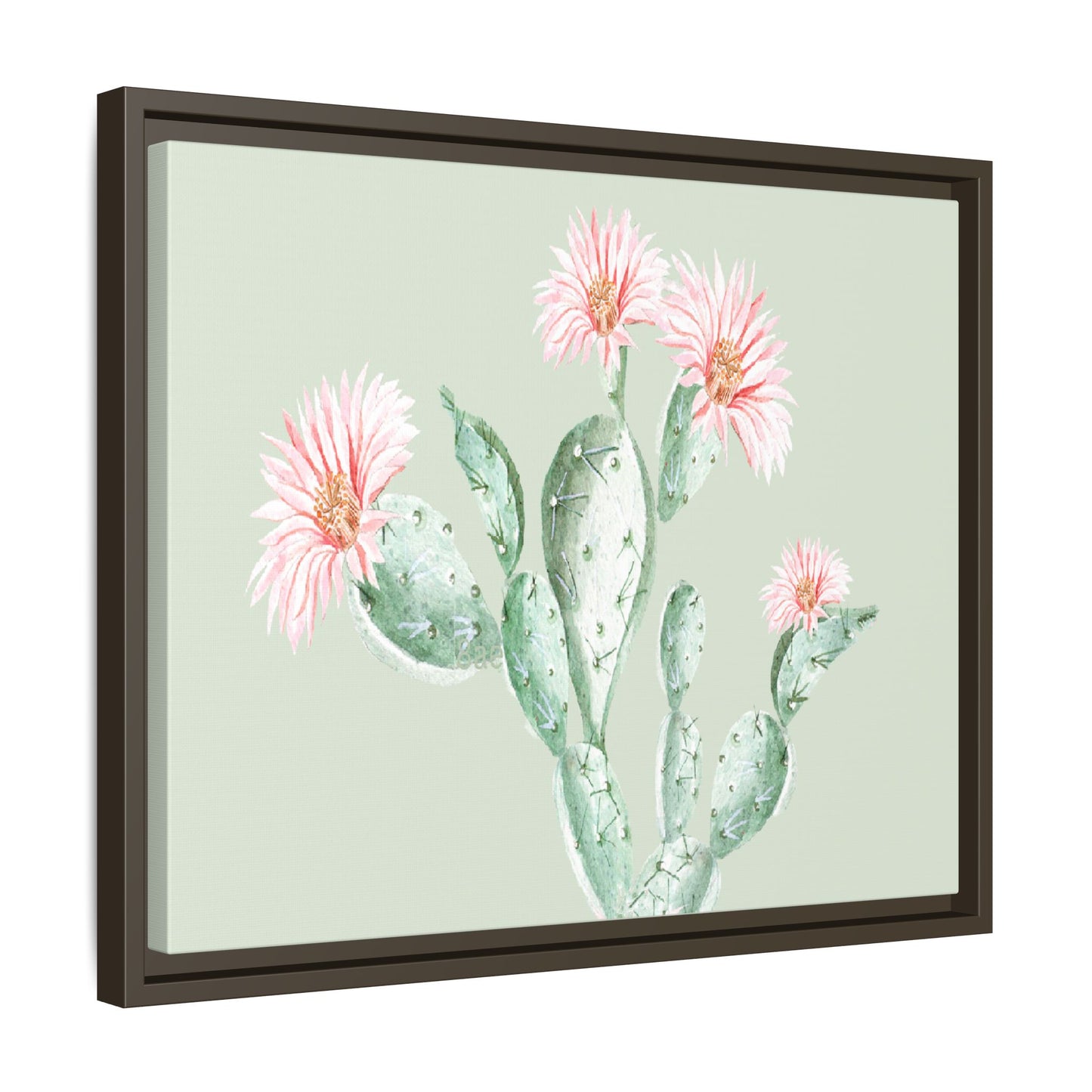 Cactus Flower Framed Matte Canvas Art - Multiple Frame Colors & Size Options
