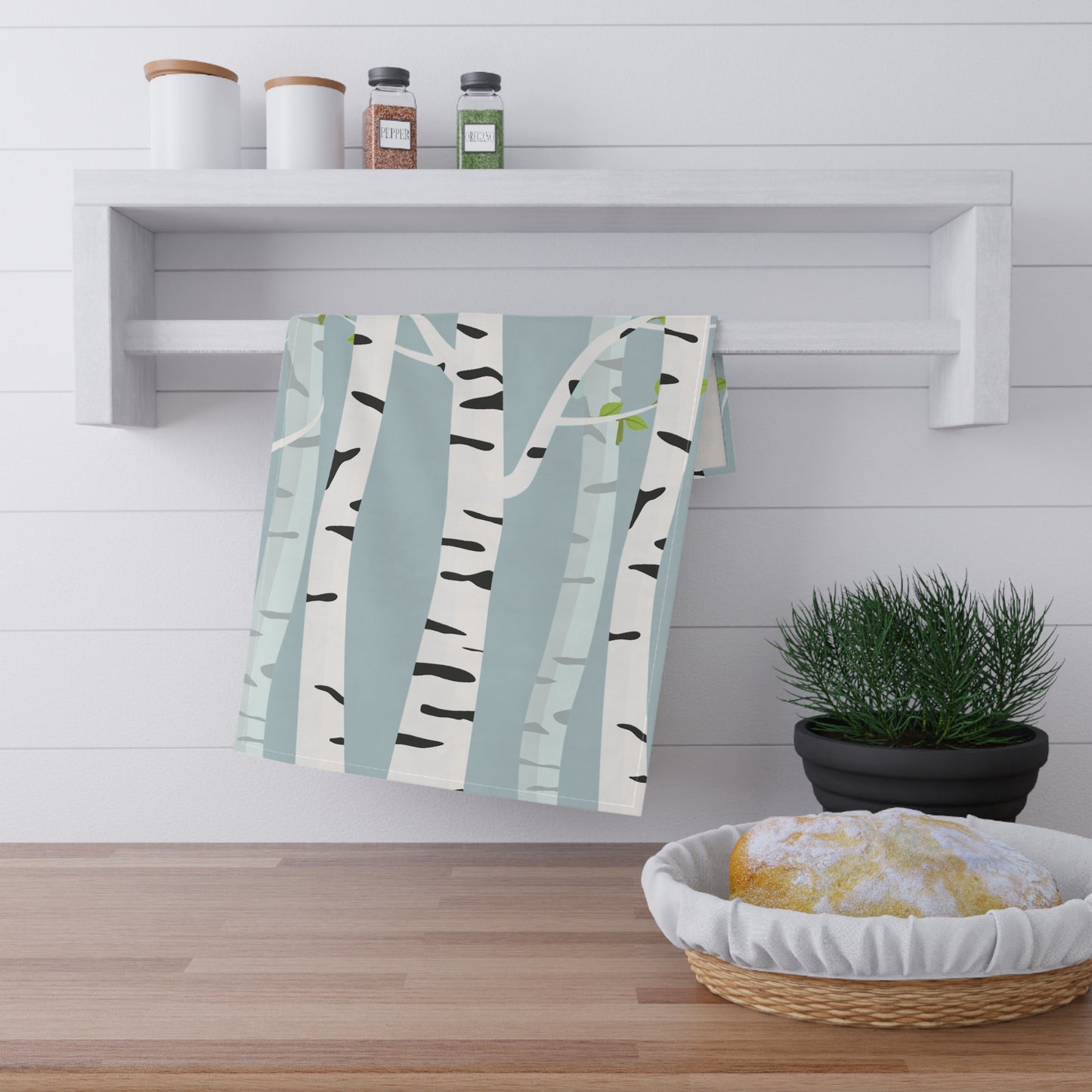 White Birch Printed Tea Towels - 100% Cotton Twill, 18" x 30"