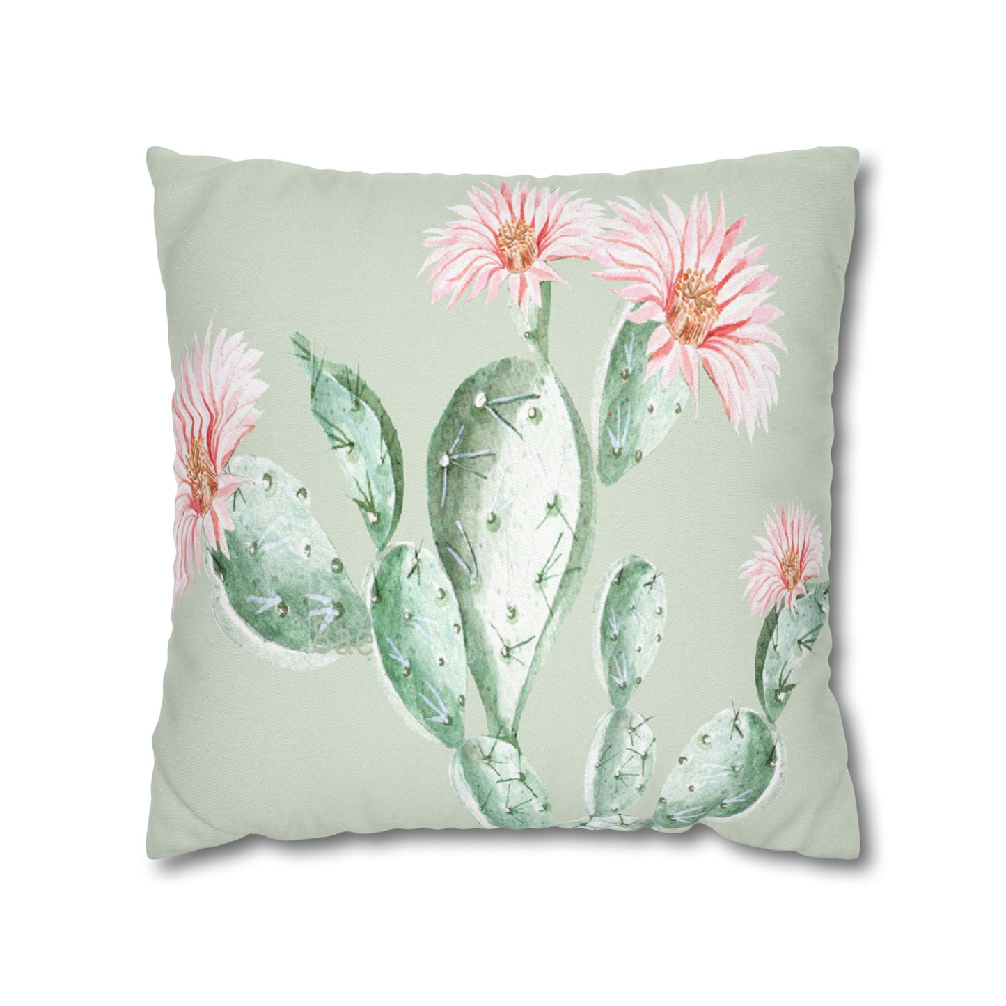 Cactus Flower Printed Square Pillow Cover (no insert) - Multiple Sizes (14"x14", 16"x16", 18"x18", 20"x20"), Includes zipper closure