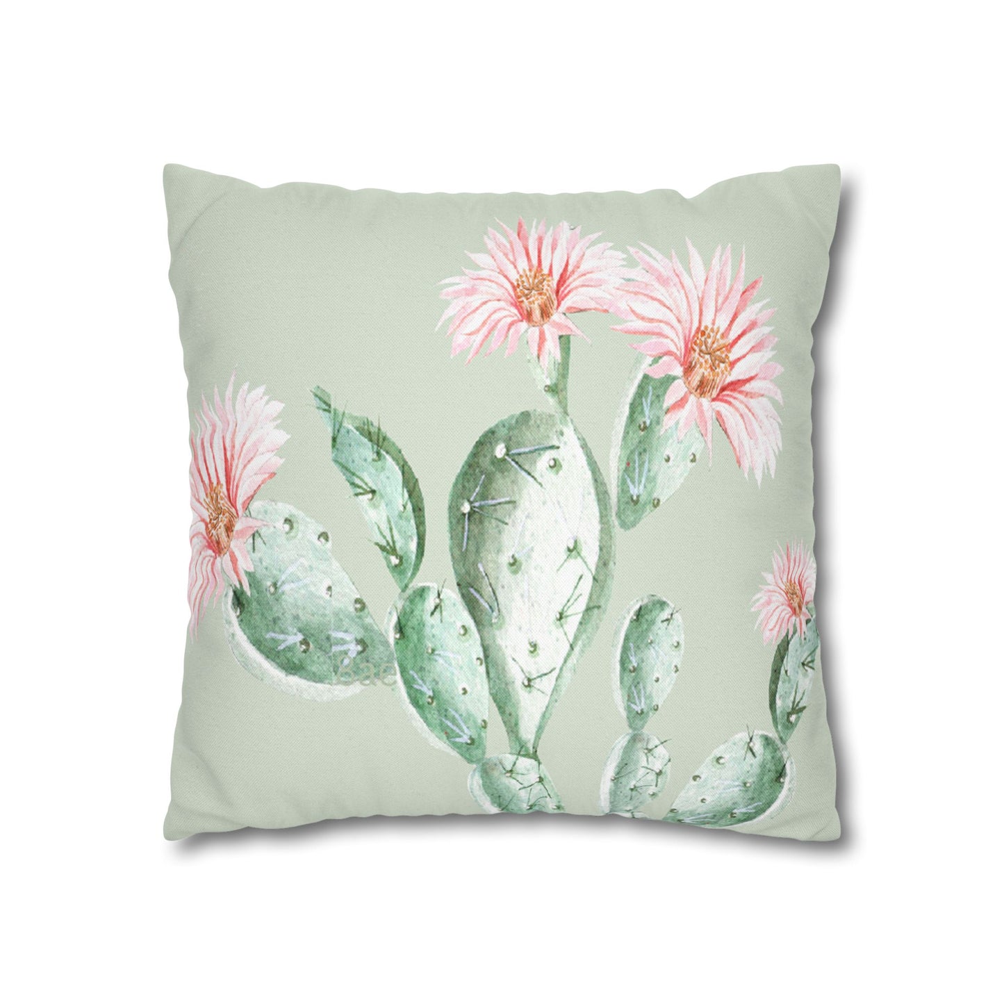Cactus Flower Printed Square Pillow Cover (no insert) - Multiple Sizes (14"x14", 16"x16", 18"x18", 20"x20"), Includes zipper closure