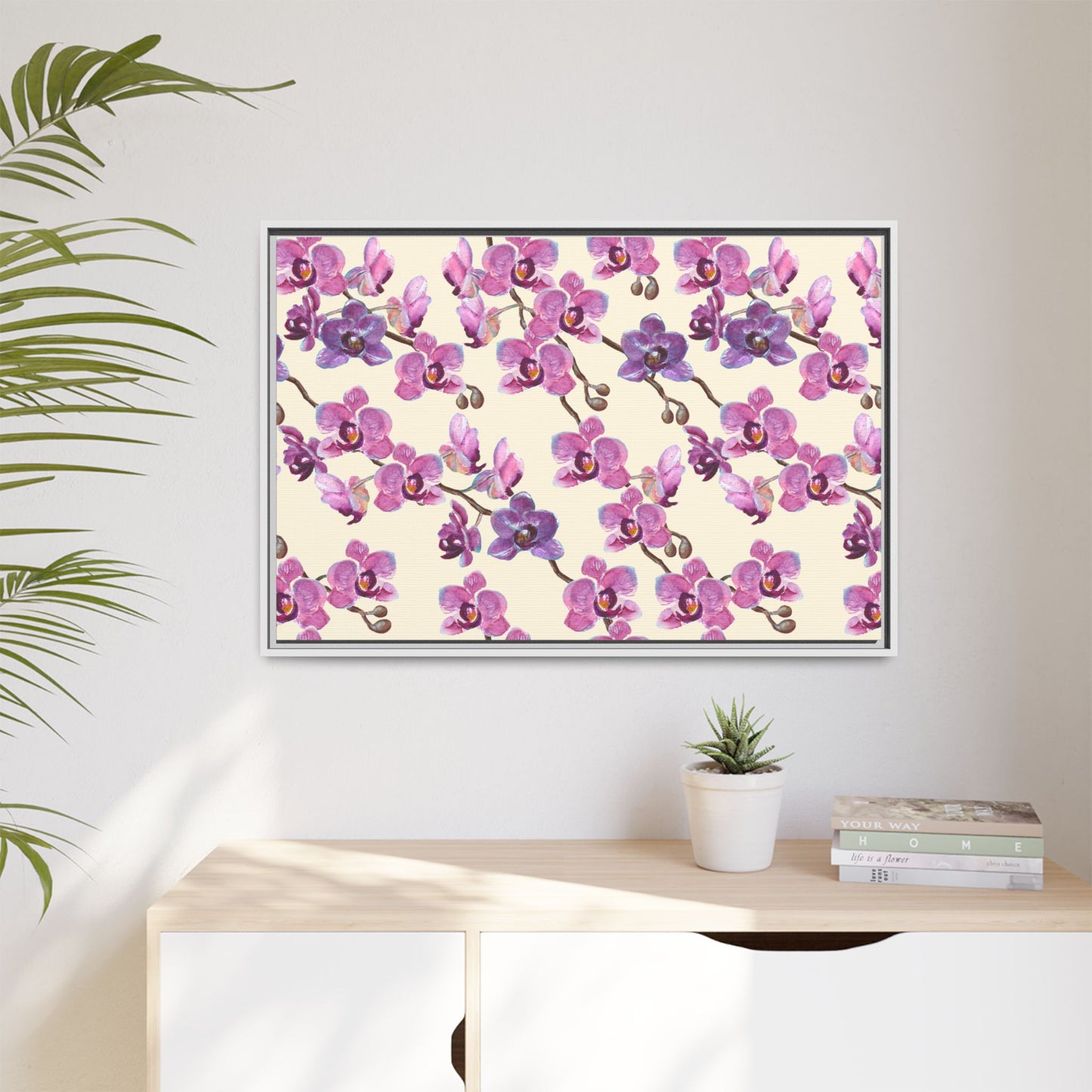 Vanilla Orchid Framed Matte Canvas Art - Multiple Frame Colors & Size Options