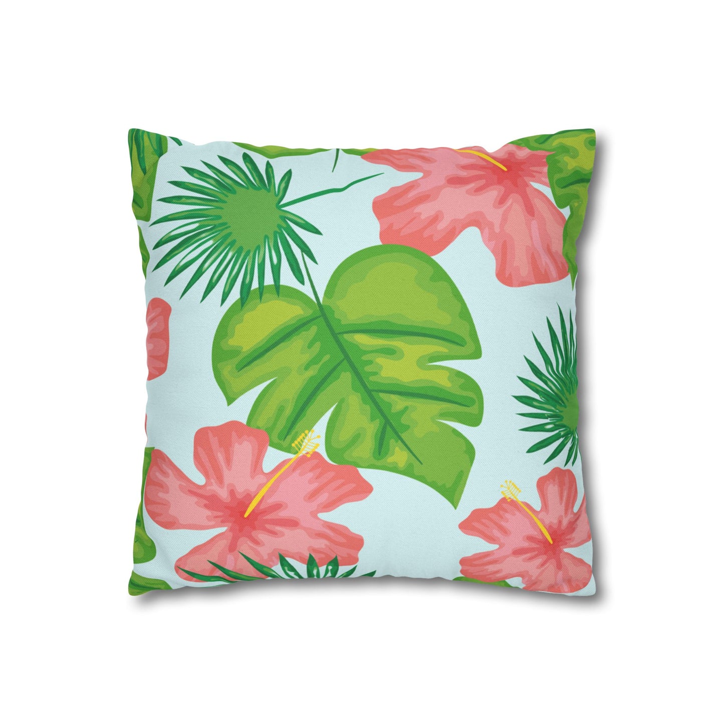 Tropical Island Printed Square Pillow Cover (no insert) - Multiple Sizes (14"x14", 16"x16", 18"x18", 20"x20"), Includes zipper closure