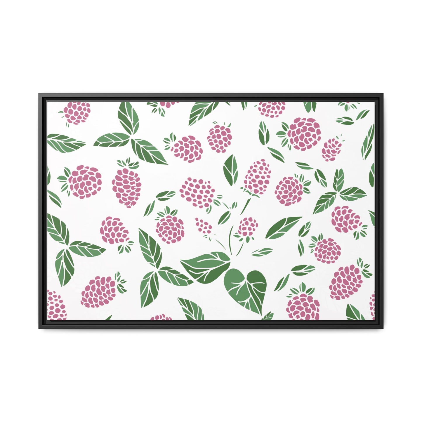 Pink Berry Framed Matte Canvas Art - Multiple Frame Colors & Size Options