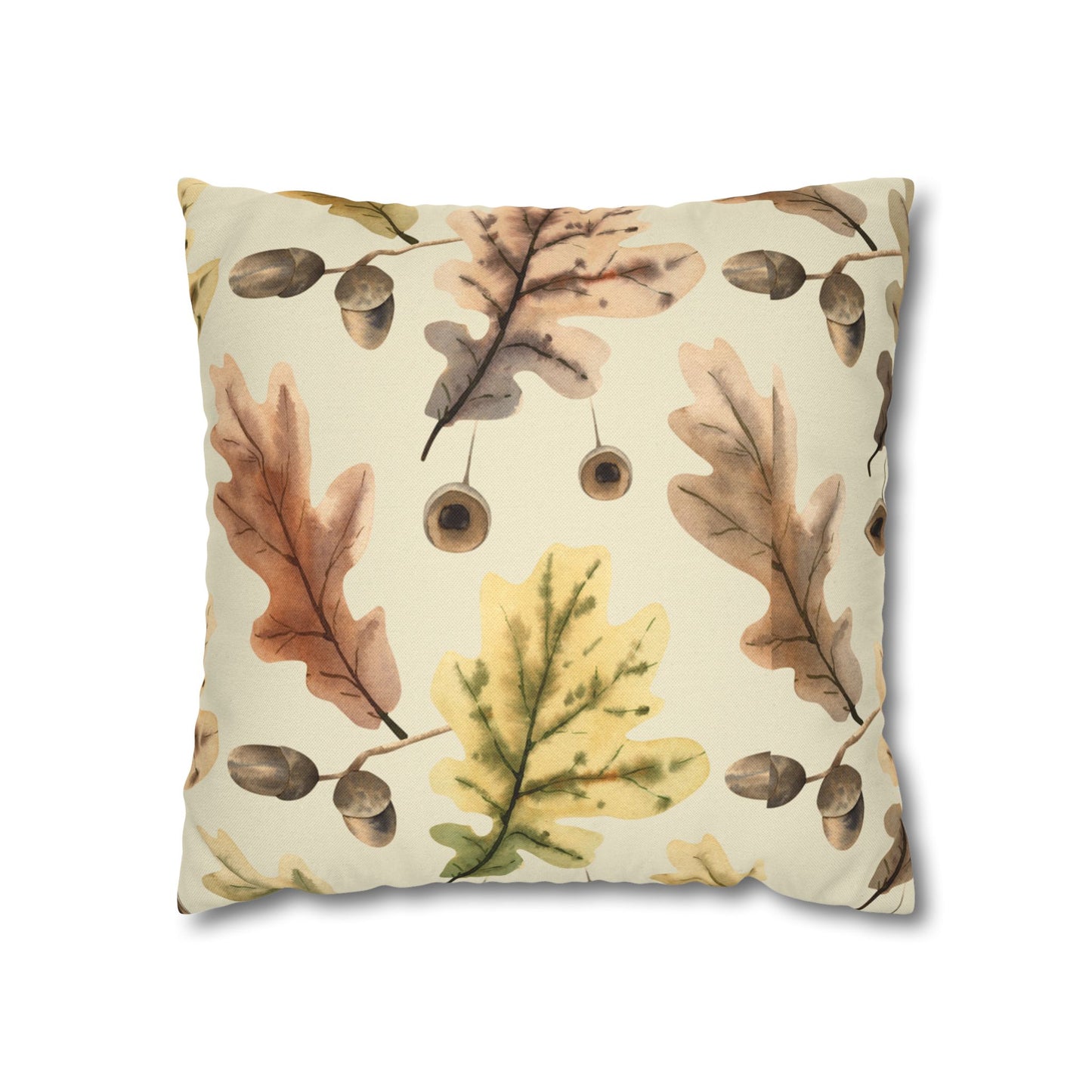 Oak Leaves Printed Square Pillow Cover (no insert) - Multiple Sizes (14"x14", 16"x16", 18"x18", 20"x20"), Includes zipper closure