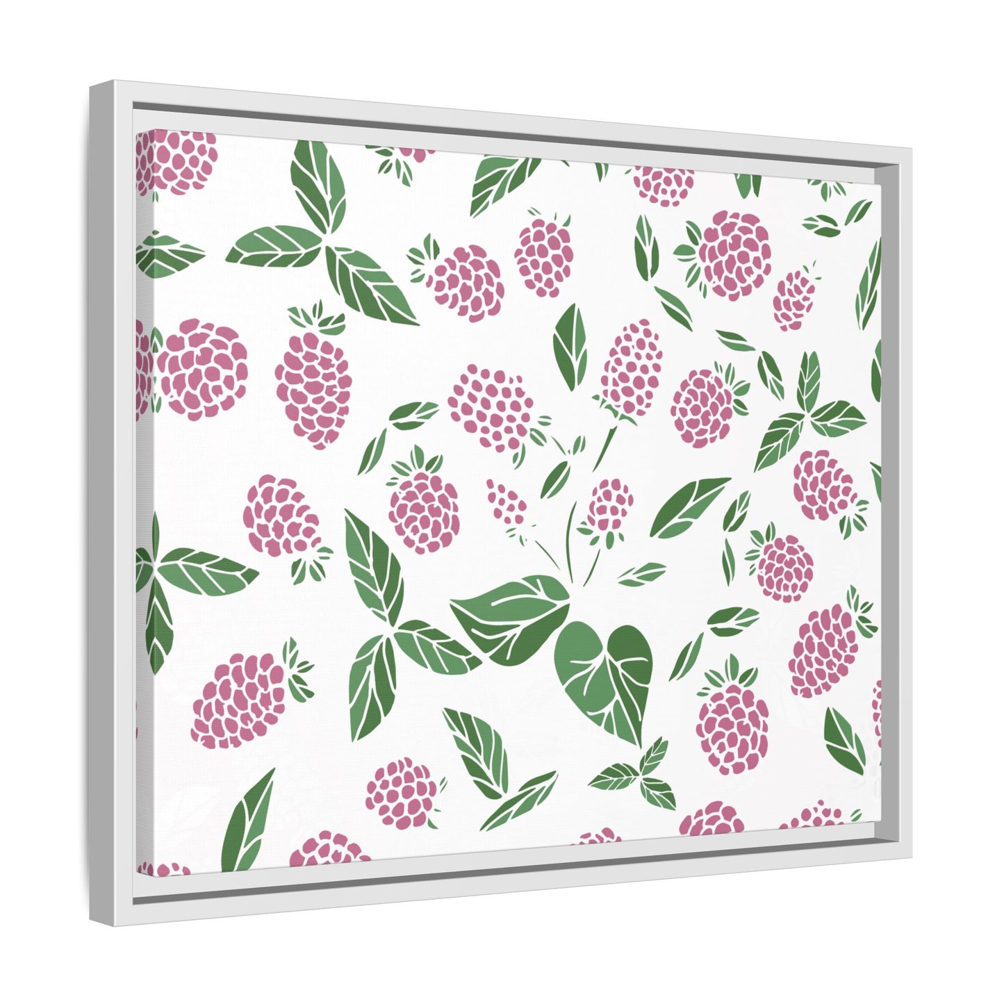 Pink Berry Framed Matte Canvas Art - Multiple Frame Colors & Size Options