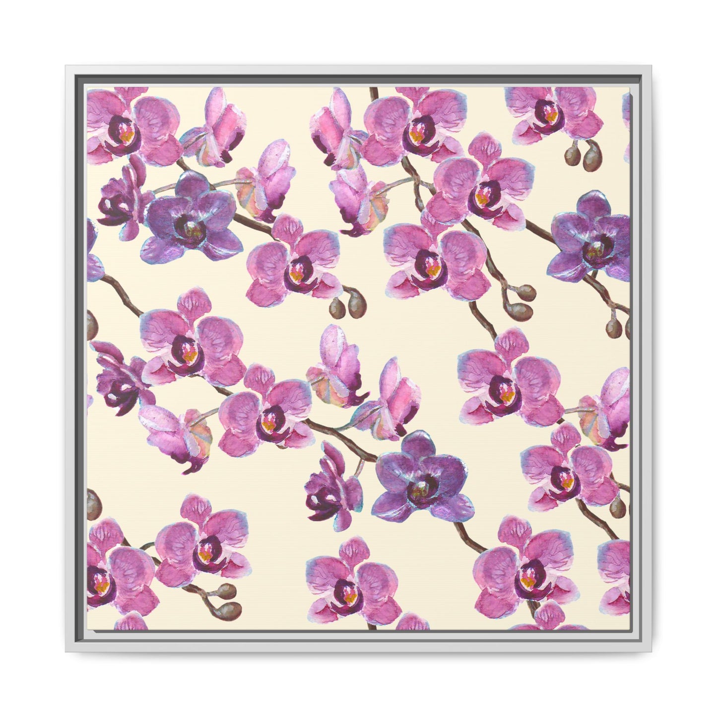 Vanilla Orchid Framed Matte Canvas Art - Multiple Frame Colors & Size Options