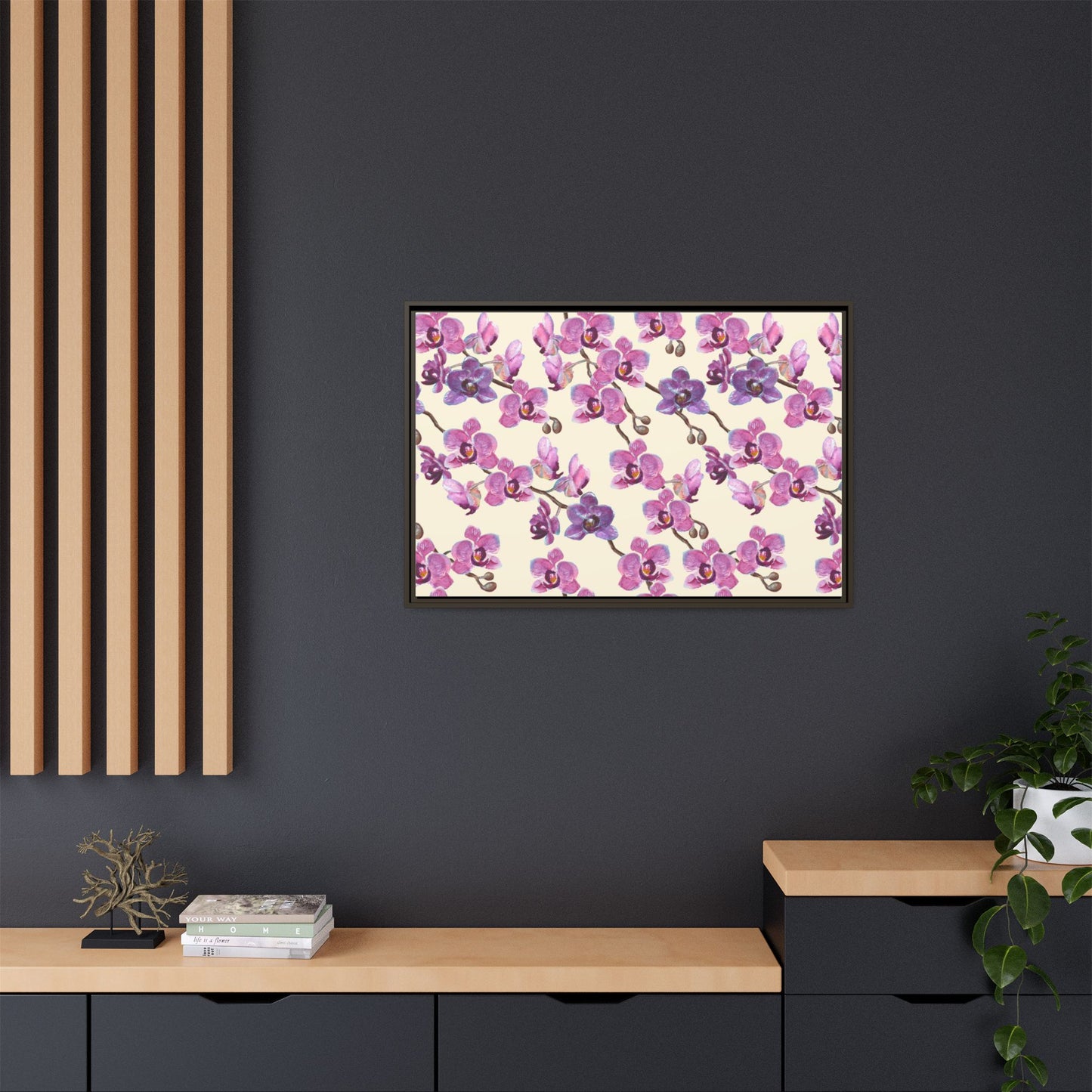 Vanilla Orchid Framed Matte Canvas Art - Multiple Frame Colors & Size Options