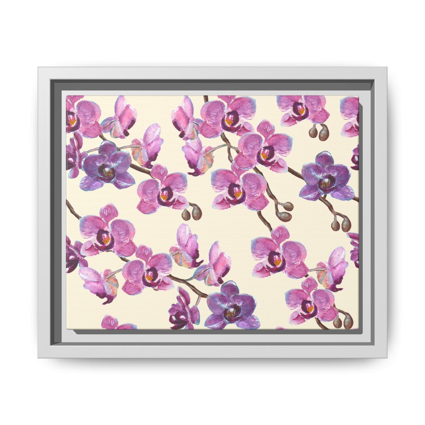 Vanilla Orchid Framed Matte Canvas Art - Multiple Frame Colors & Size Options