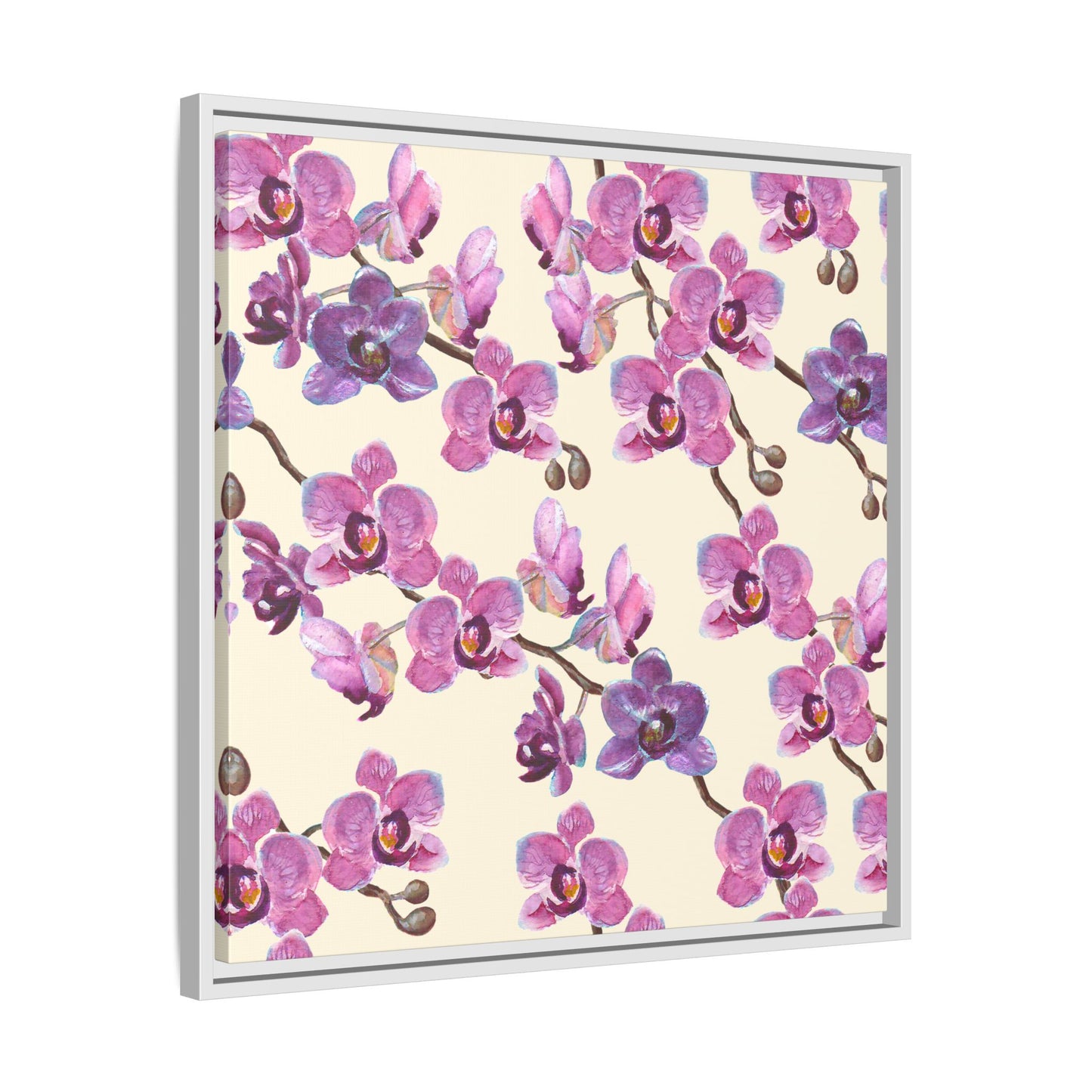 Vanilla Orchid Framed Matte Canvas Art - Multiple Frame Colors & Size Options