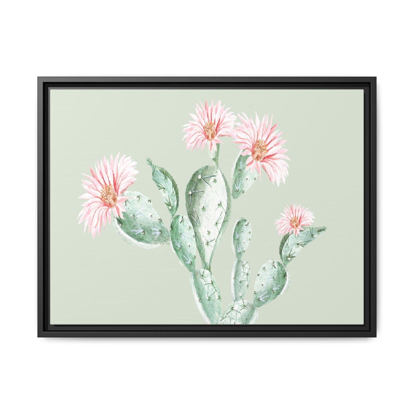 Cactus Flower Framed Matte Canvas Art - Multiple Frame Colors & Size Options