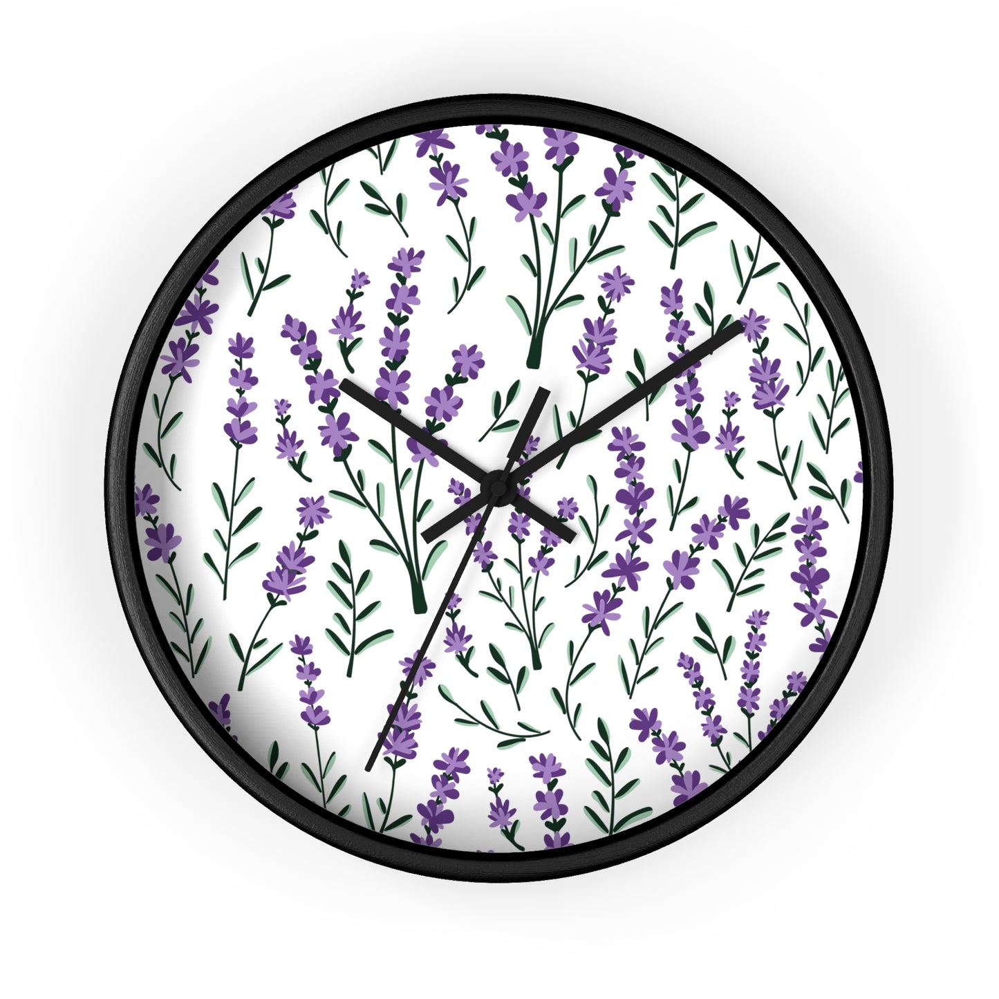 Lavender White Wall Clock - Select from Black, White or Natural Wood Color