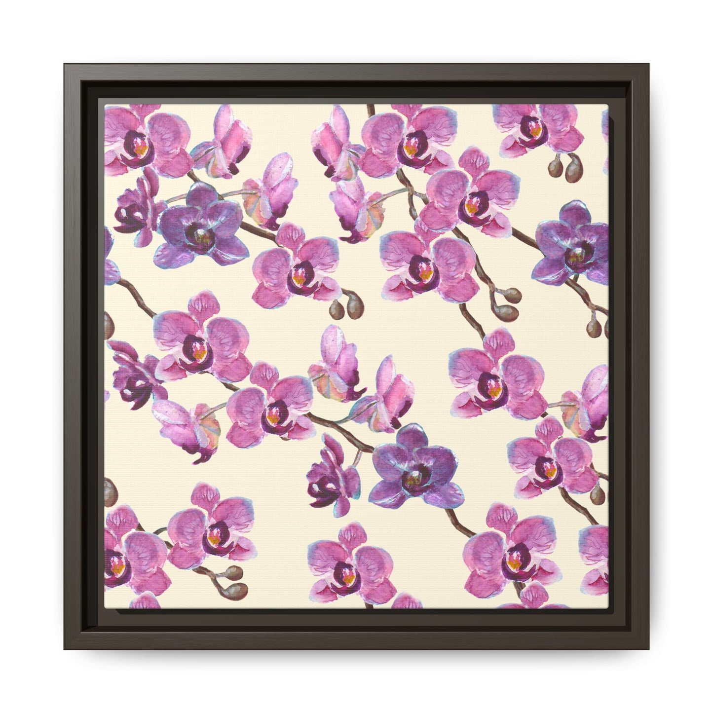 Vanilla Orchid Framed Matte Canvas Art - Multiple Frame Colors & Size Options