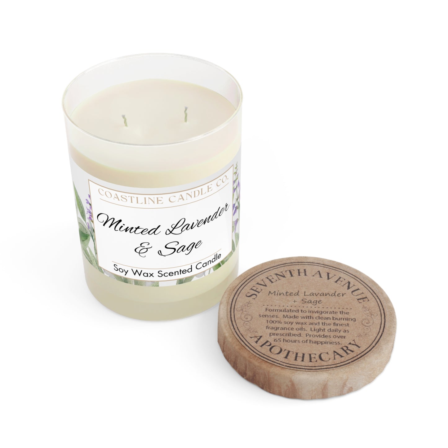 Minted Lavender & Sage Scented Candle - 11 oz. Clear Jar