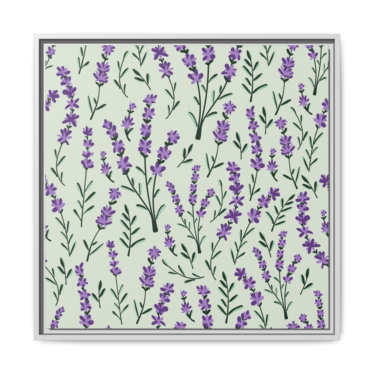 Lavender Sage Framed Matte Canvas Art - Multiple Frame Color & Size Options