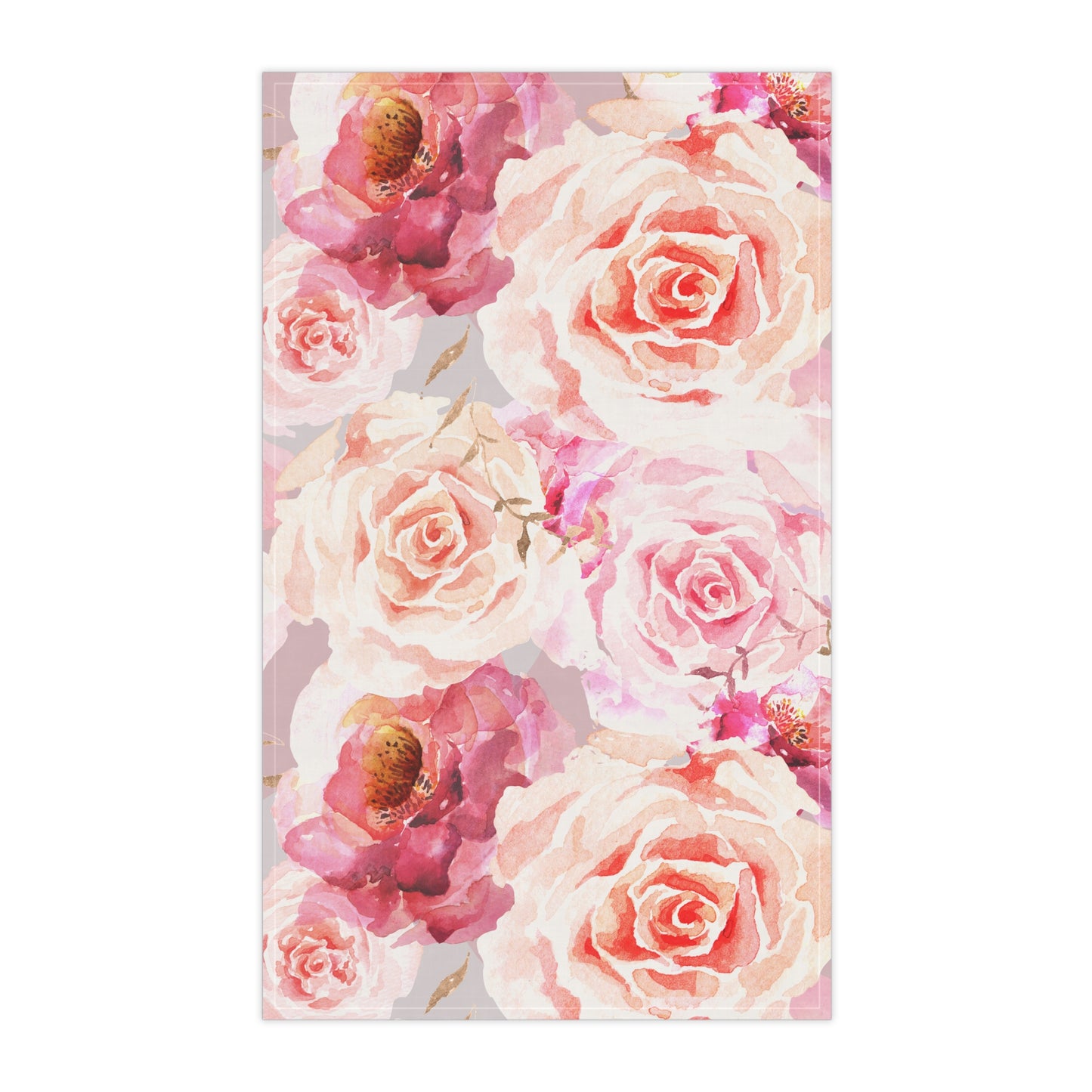 Bohemian Rose Printed Tea Towels - 100% Cotton Twill, 18" x 30"