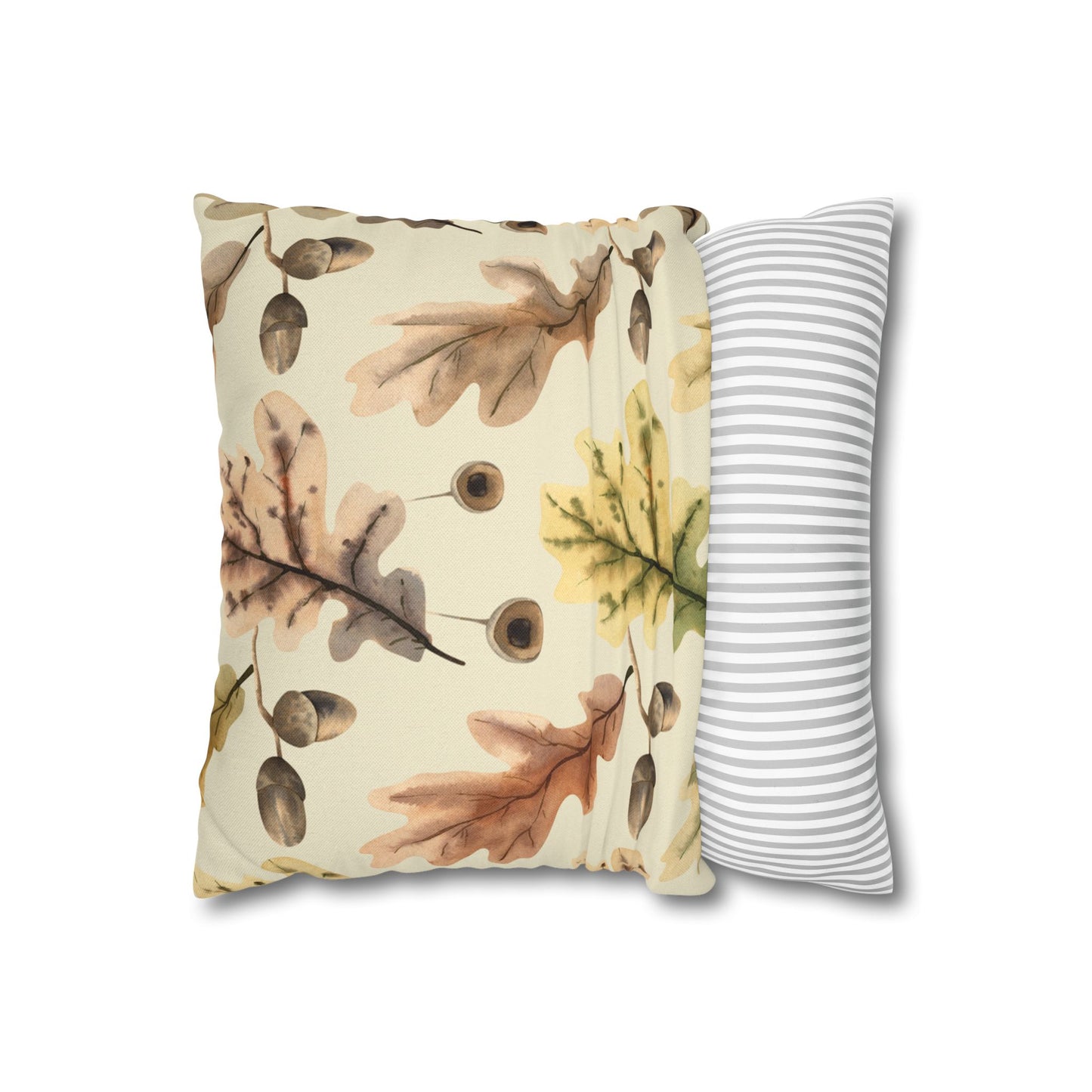 Oak Leaves Printed Square Pillow Cover (no insert) - Multiple Sizes (14"x14", 16"x16", 18"x18", 20"x20"), Includes zipper closure