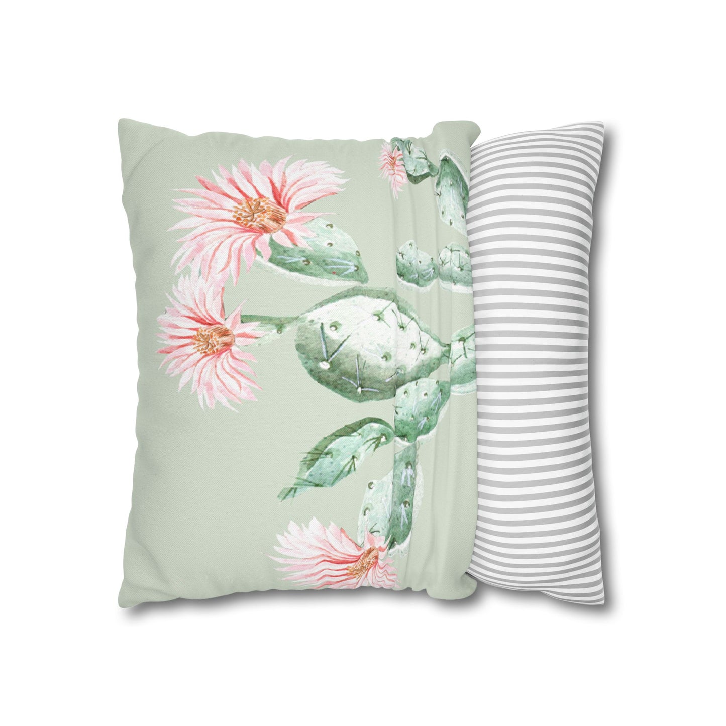 Cactus Flower Printed Square Pillow Cover (no insert) - Multiple Sizes (14"x14", 16"x16", 18"x18", 20"x20"), Includes zipper closure