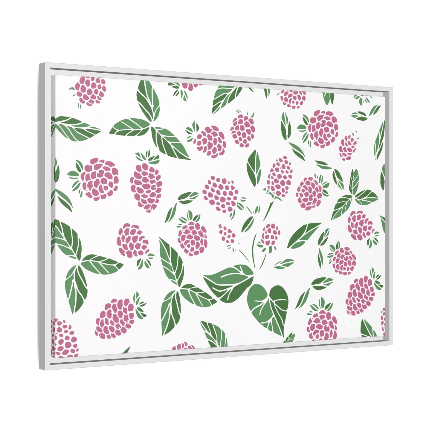 Pink Berry Framed Matte Canvas Art - Multiple Frame Colors & Size Options