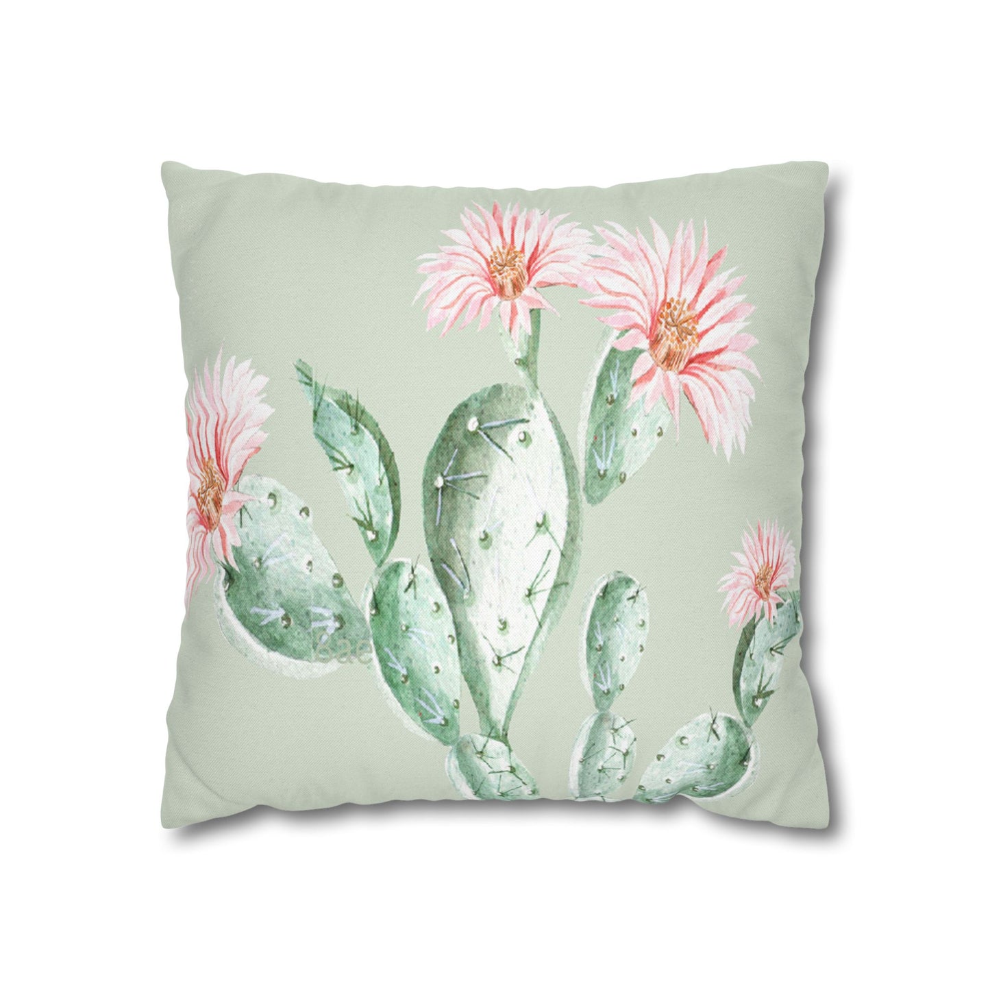 Cactus Flower Printed Square Pillow Cover (no insert) - Multiple Sizes (14"x14", 16"x16", 18"x18", 20"x20"), Includes zipper closure