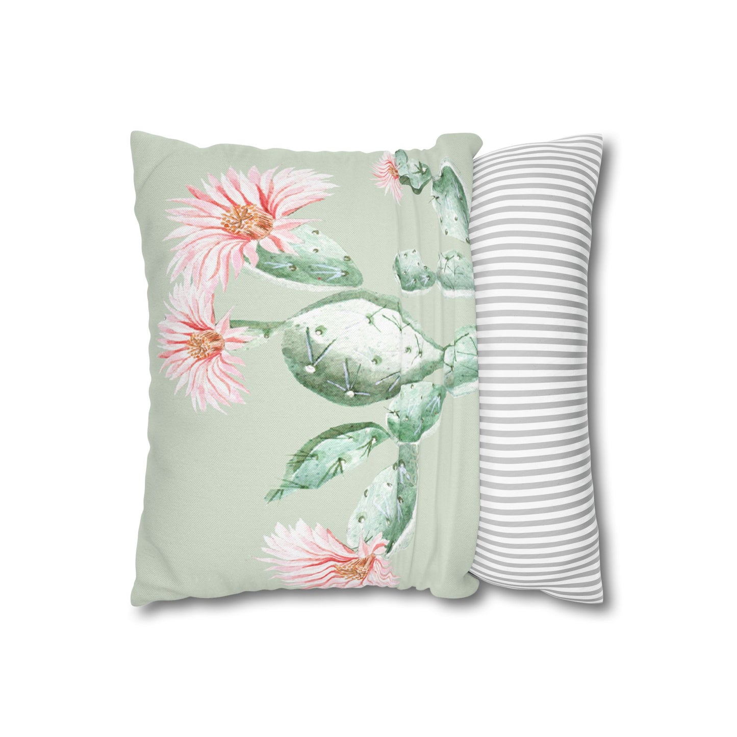 Cactus Flower Printed Square Pillow Cover (no insert) - Multiple Sizes (14"x14", 16"x16", 18"x18", 20"x20"), Includes zipper closure