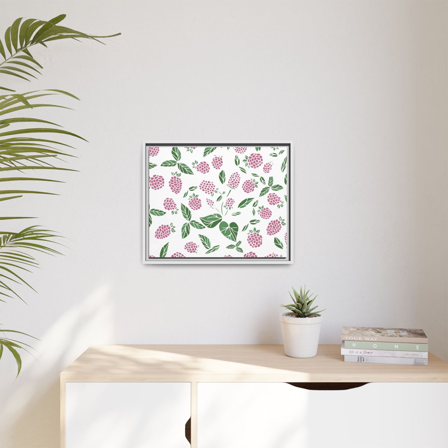 Pink Berry Framed Matte Canvas Art - Multiple Frame Colors & Size Options