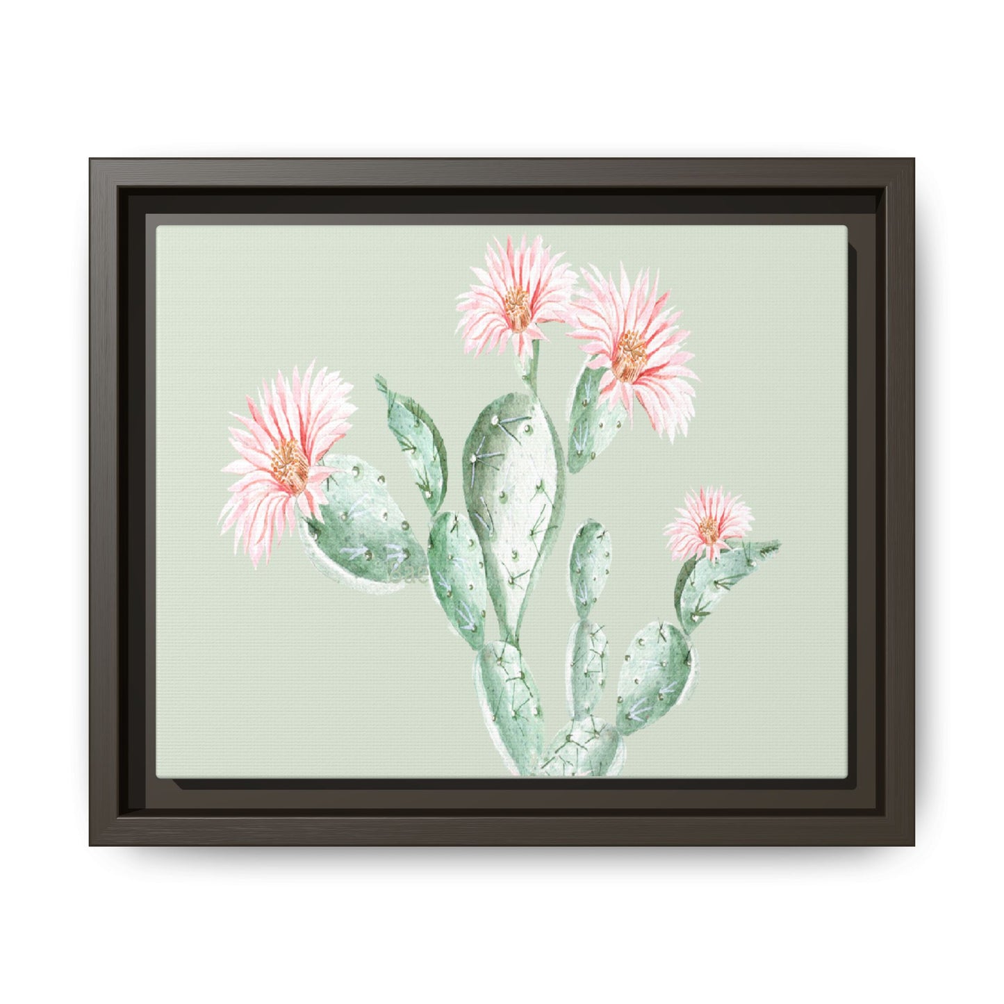 Cactus Flower Framed Matte Canvas Art - Multiple Frame Colors & Size Options
