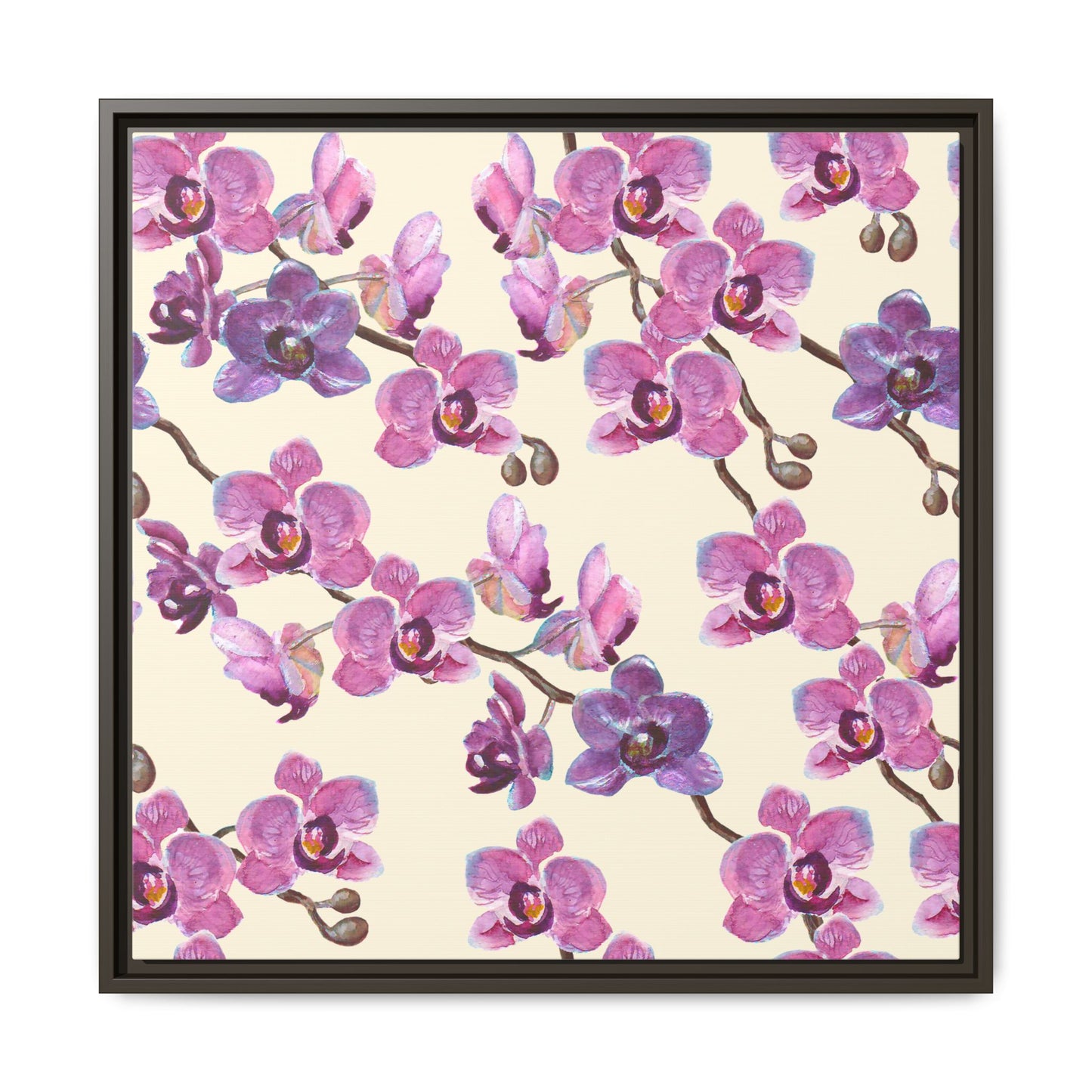 Vanilla Orchid Framed Matte Canvas Art - Multiple Frame Colors & Size Options