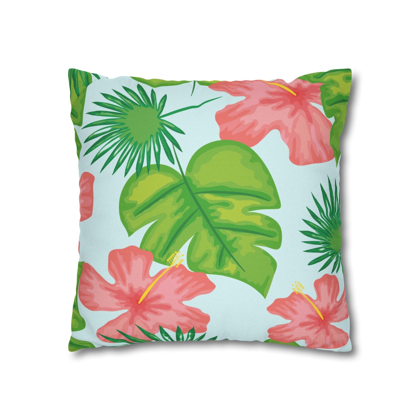 Tropical Island Printed Square Pillow Cover (no insert) - Multiple Sizes (14"x14", 16"x16", 18"x18", 20"x20"), Includes zipper closure