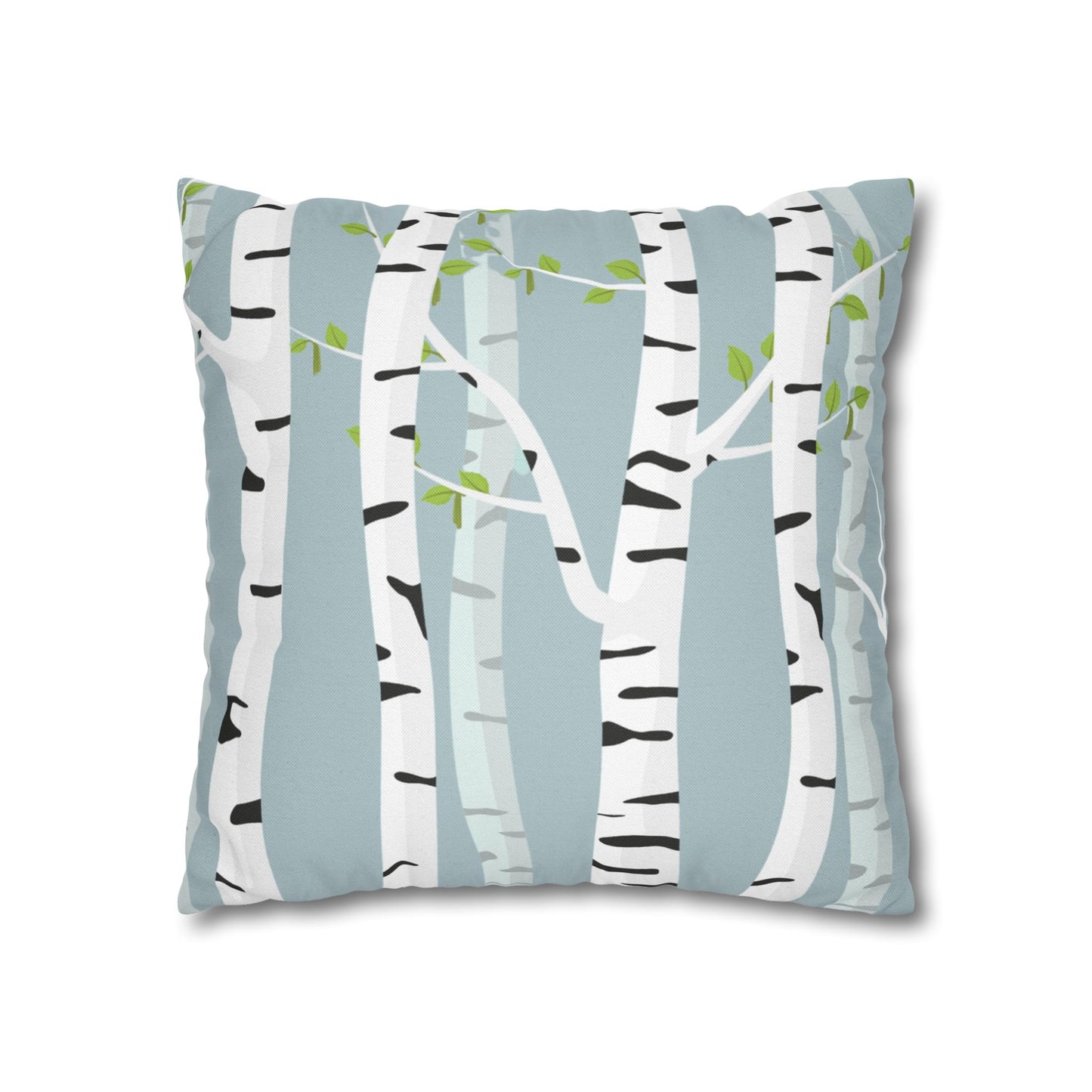 White Birch Printed Square Pillow Cover (no insert) - Multiple Sizes (14"x14", 16"x16", 18"x18", 20"x20"), Includes zipper closure