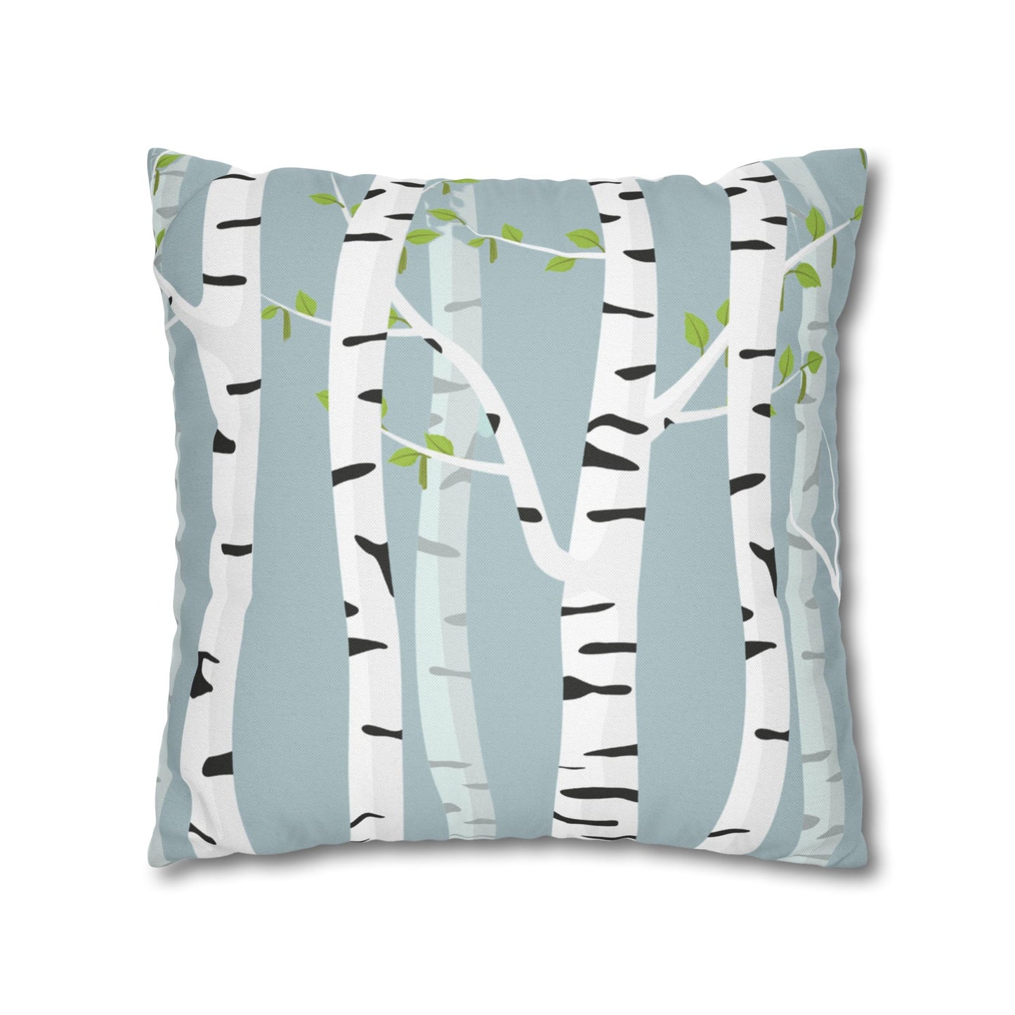 White Birch Printed Square Pillow Cover (no insert) - Multiple Sizes (14"x14", 16"x16", 18"x18", 20"x20"), Includes zipper closure