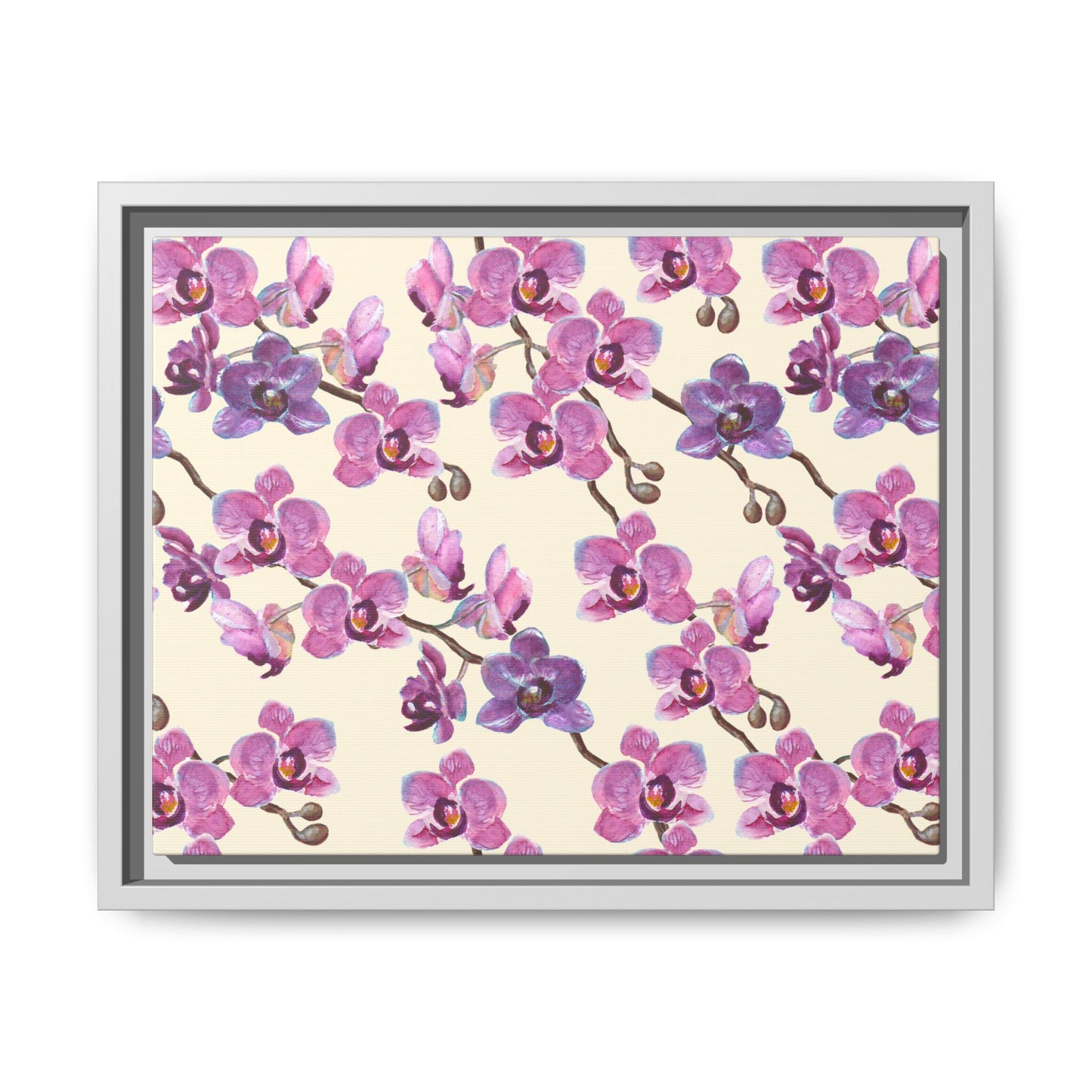 Vanilla Orchid Framed Matte Canvas Art - Multiple Frame Colors & Size Options
