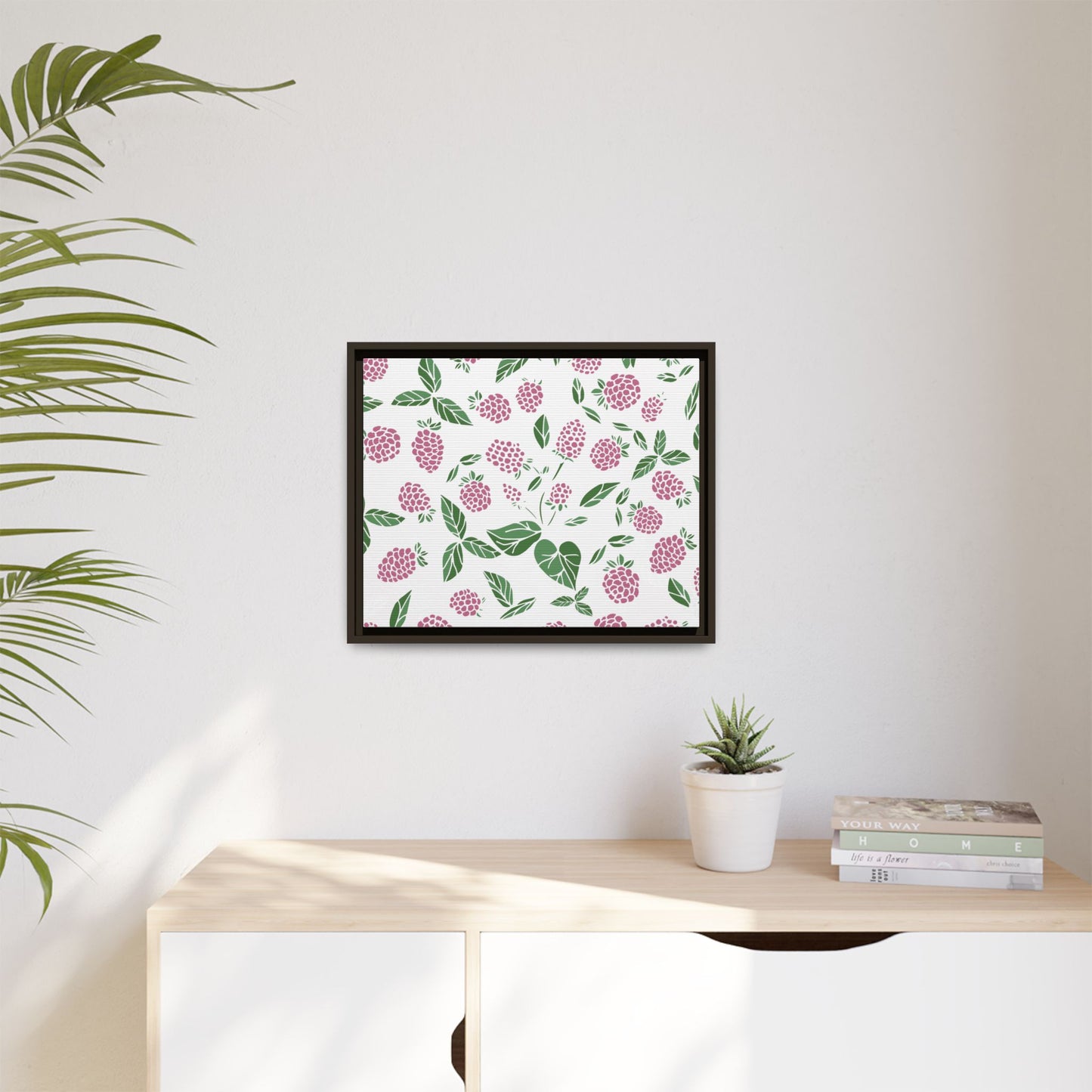 Pink Berry Framed Matte Canvas Art - Multiple Frame Colors & Size Options